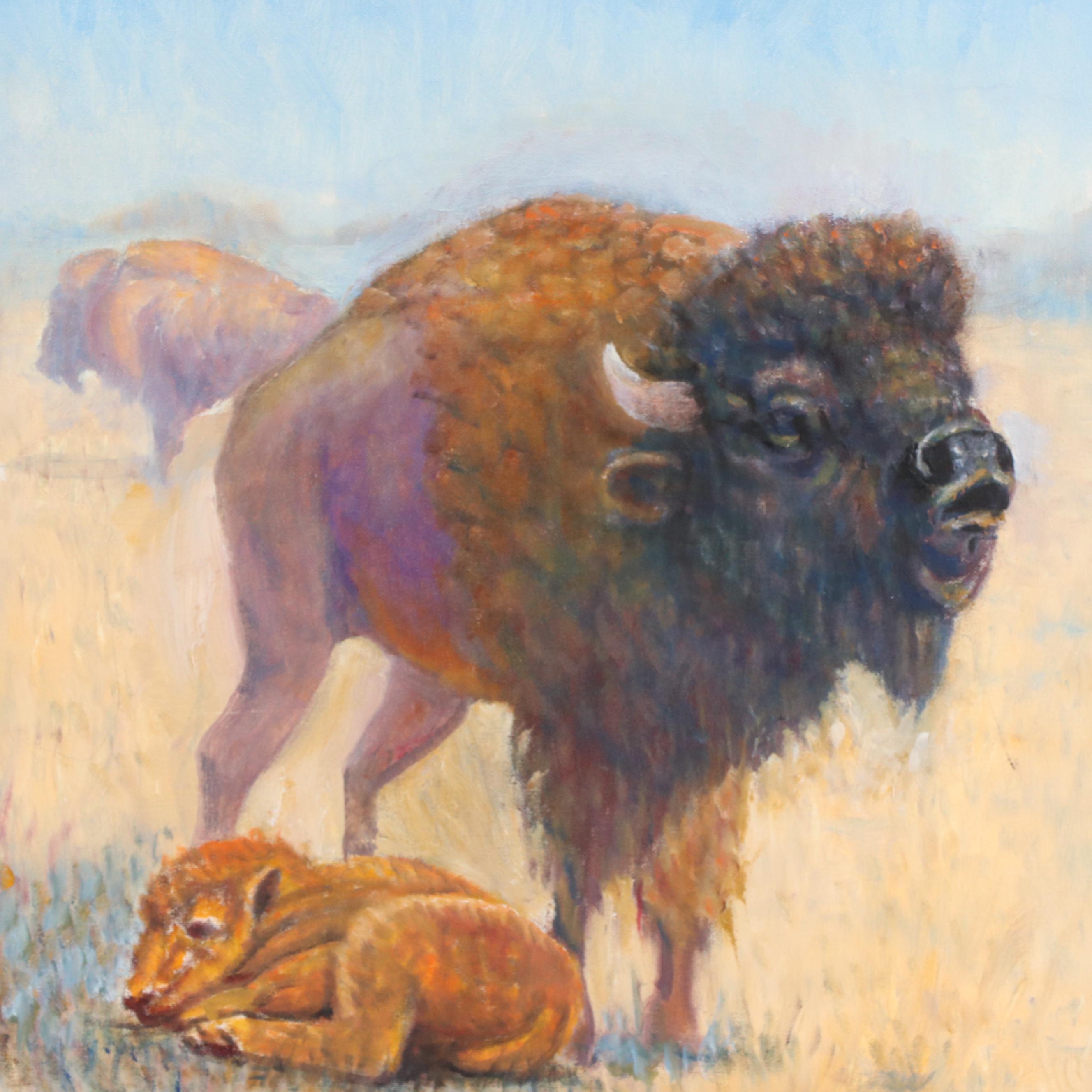 Gregory Perillo Western Genre Oil Painting of Bison