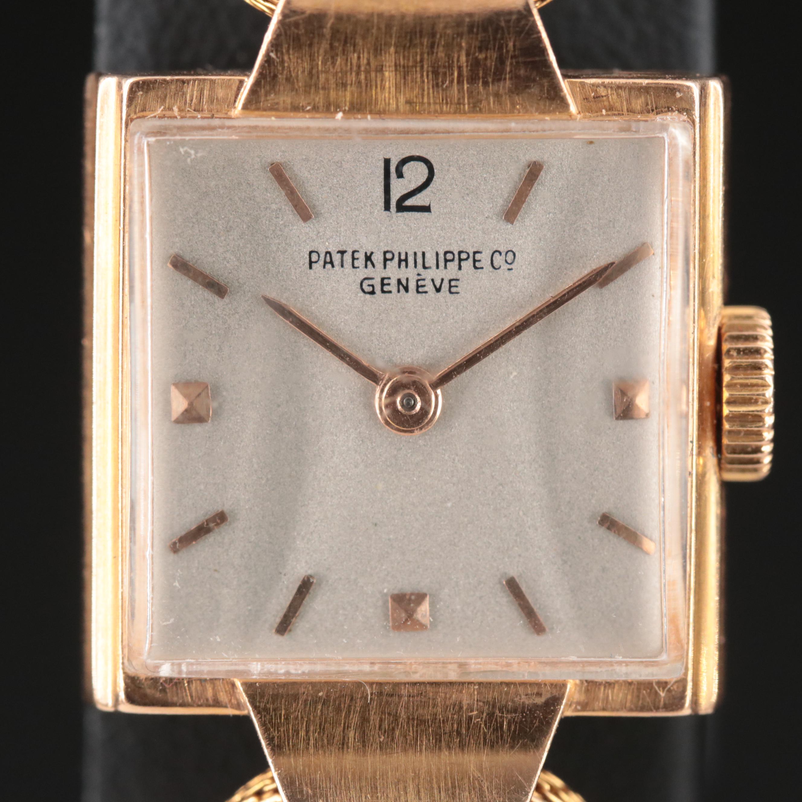 Vintage 18K Patek Philippe Heavy Center Lugs, Double Rope Bracelet Watch