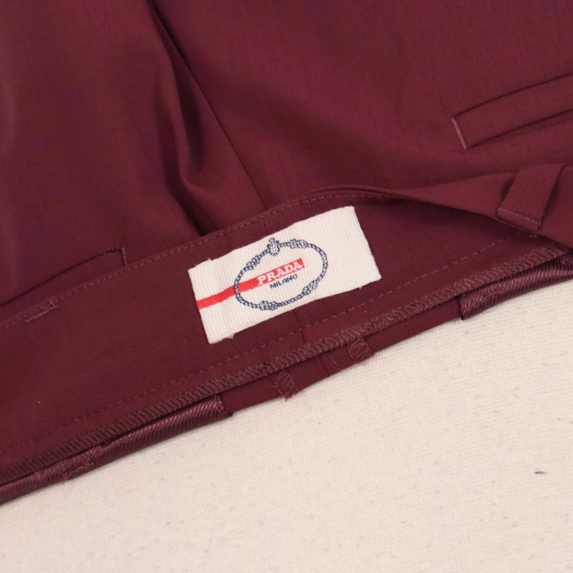 Prada Wool Two-Button Pantsuit with Suede Elbow Patches and Corduroy Trim