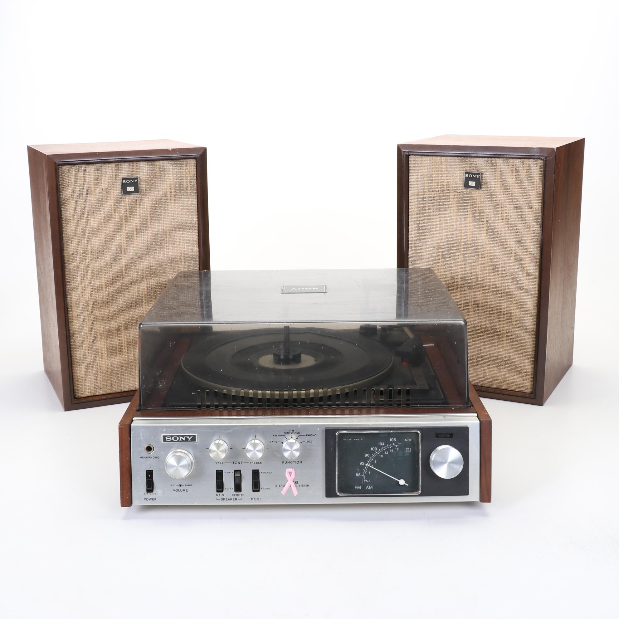Sony HP-188 Record Player and AM/FM Radio, Late 20th Century