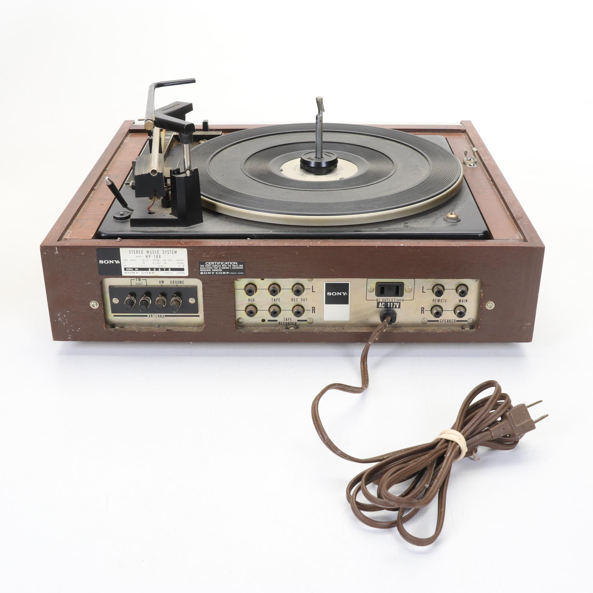 Sony HP-188 Record Player and AM/FM Radio, Late 20th Century