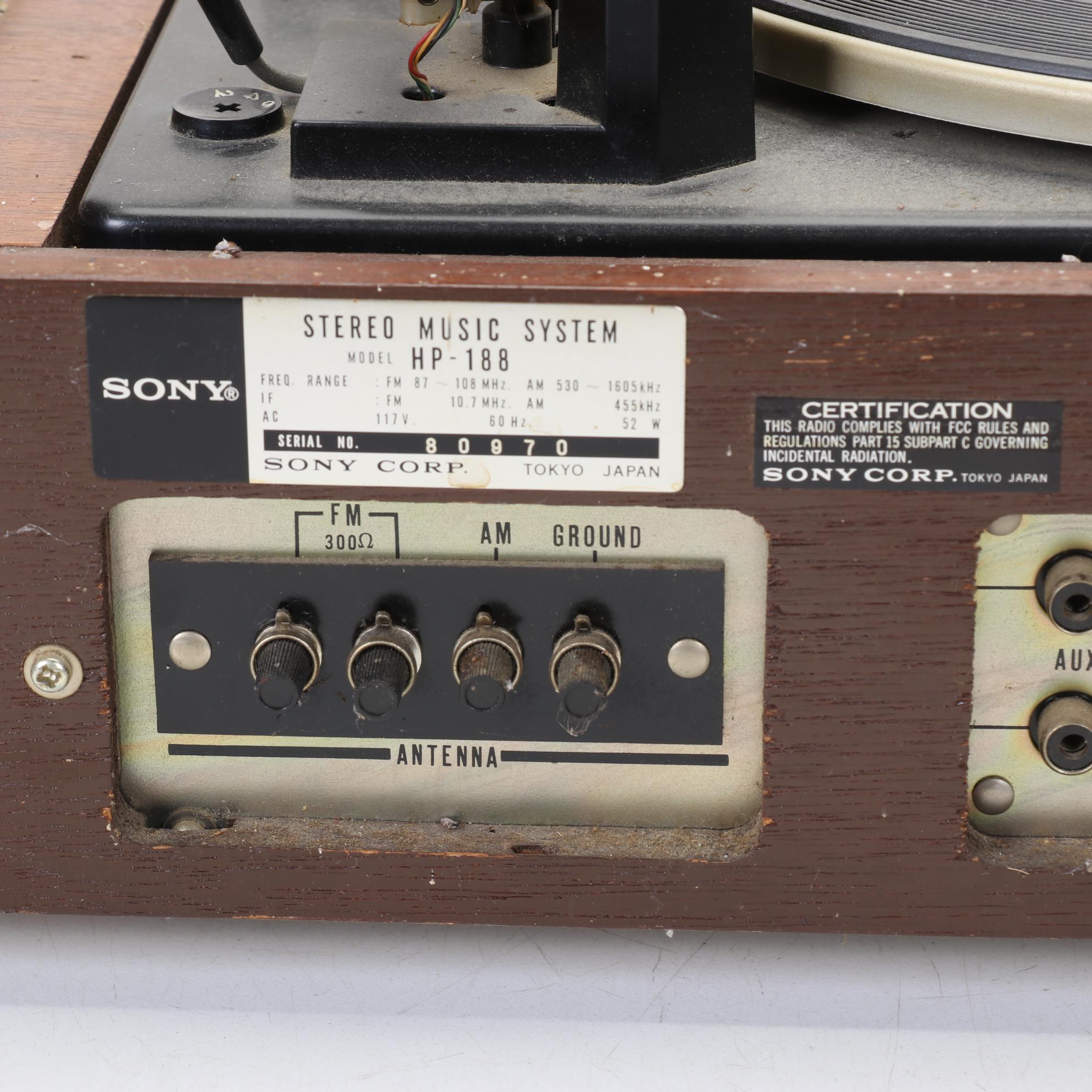 Sony HP-188 Record Player and AM/FM Radio, Late 20th Century