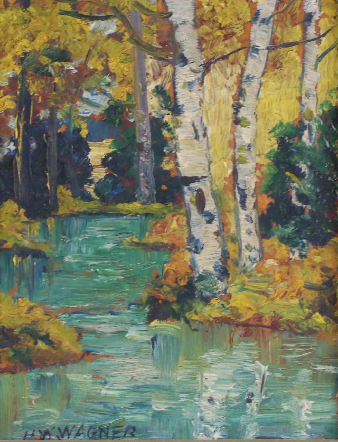 Herbert William Wagner Oil Painting of Birch Forest Landscape