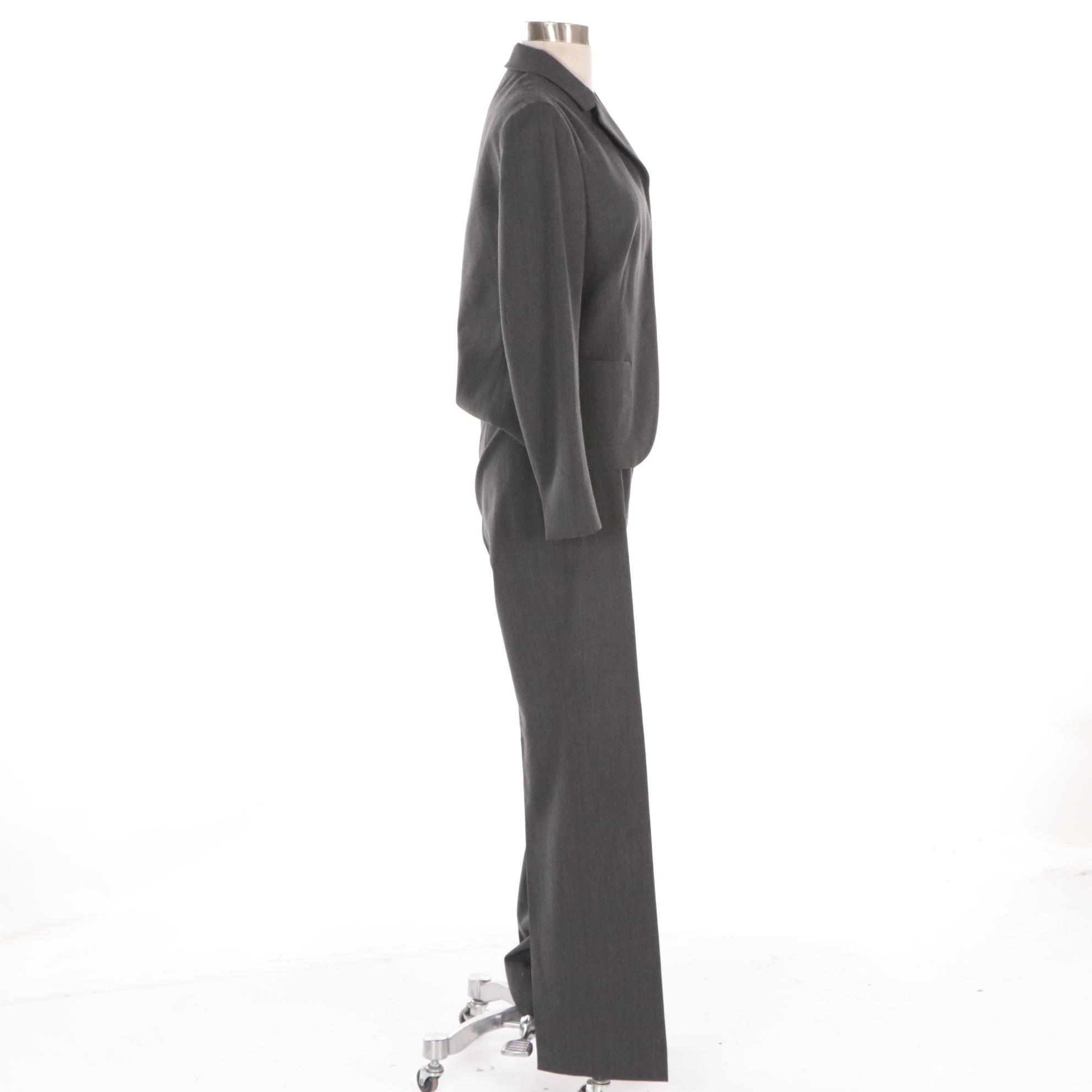 Prada Grey Wool Blend Snap-Front Pantsuit