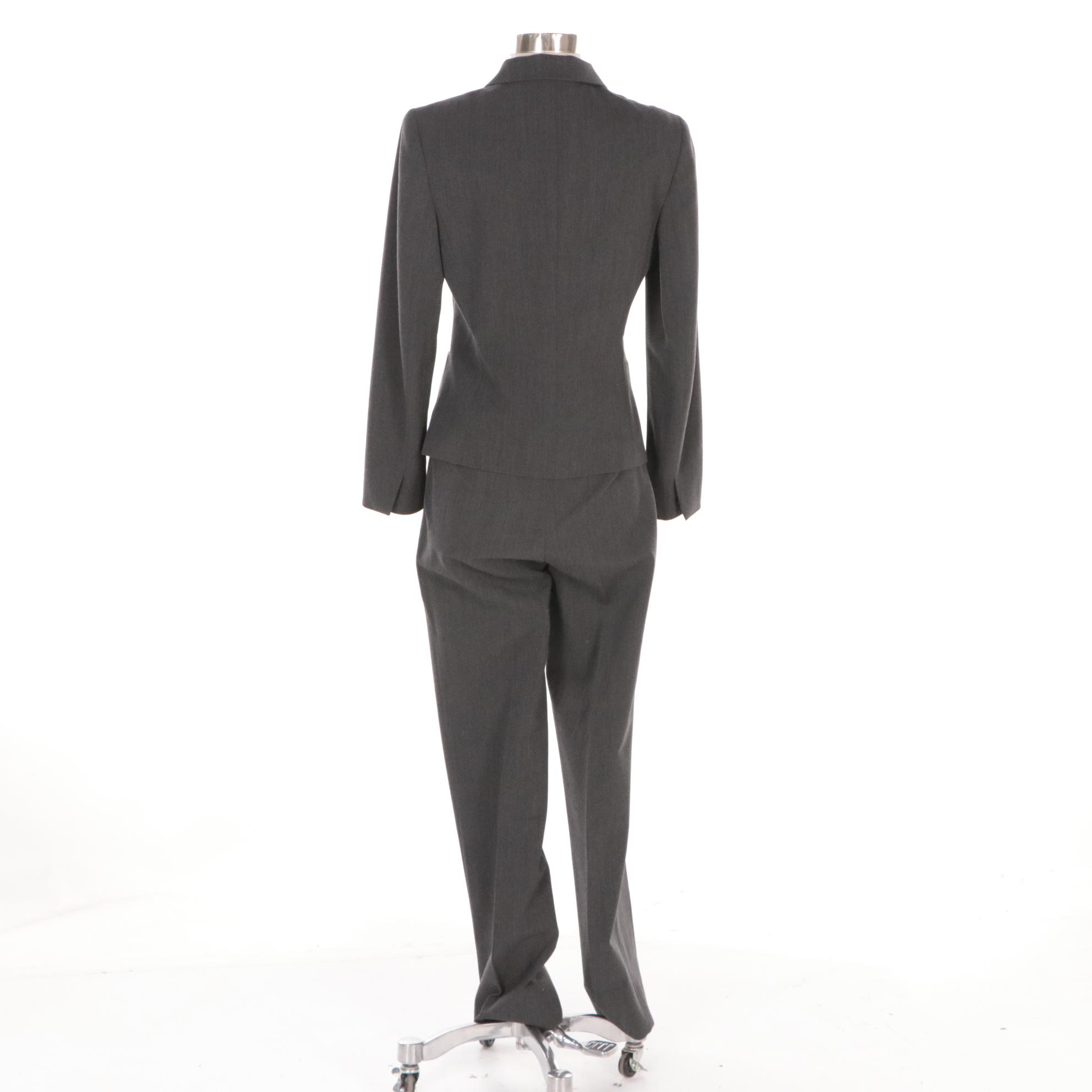 Prada Grey Wool Blend Snap-Front Pantsuit