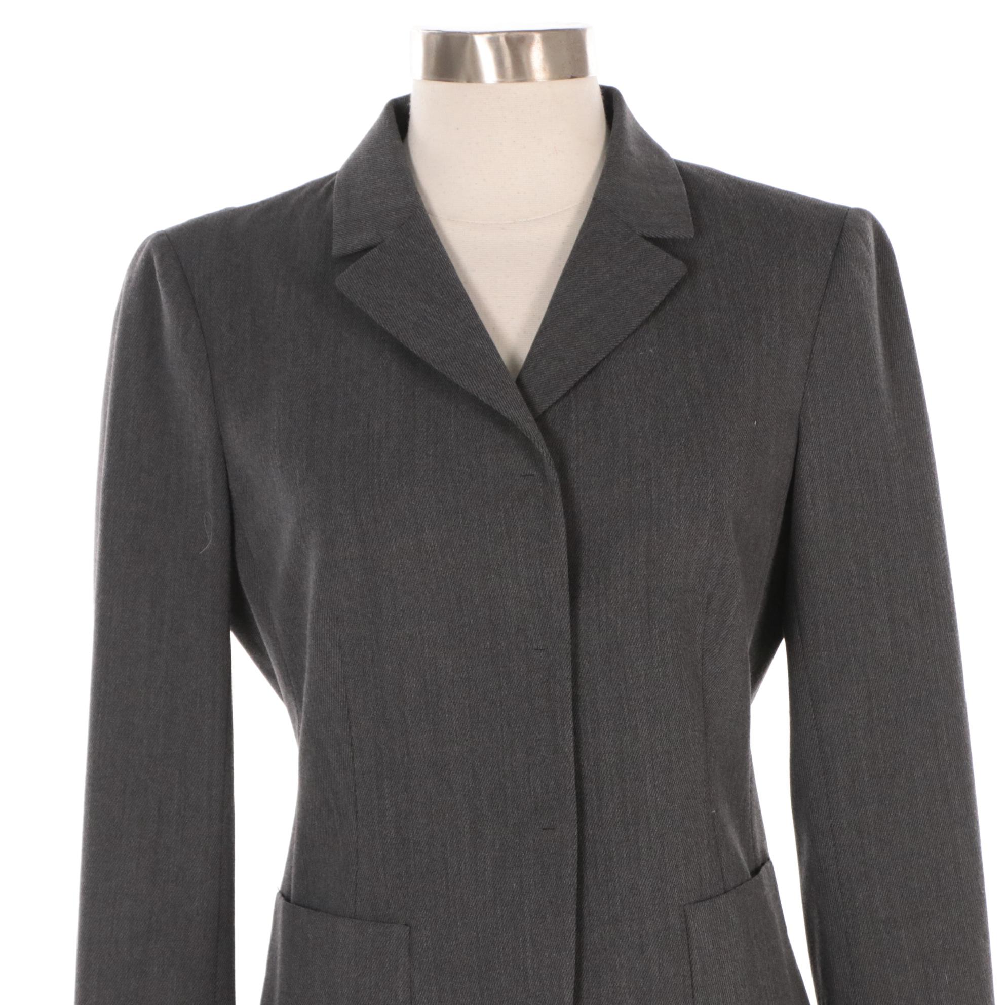 Prada Grey Wool Blend Snap-Front Pantsuit