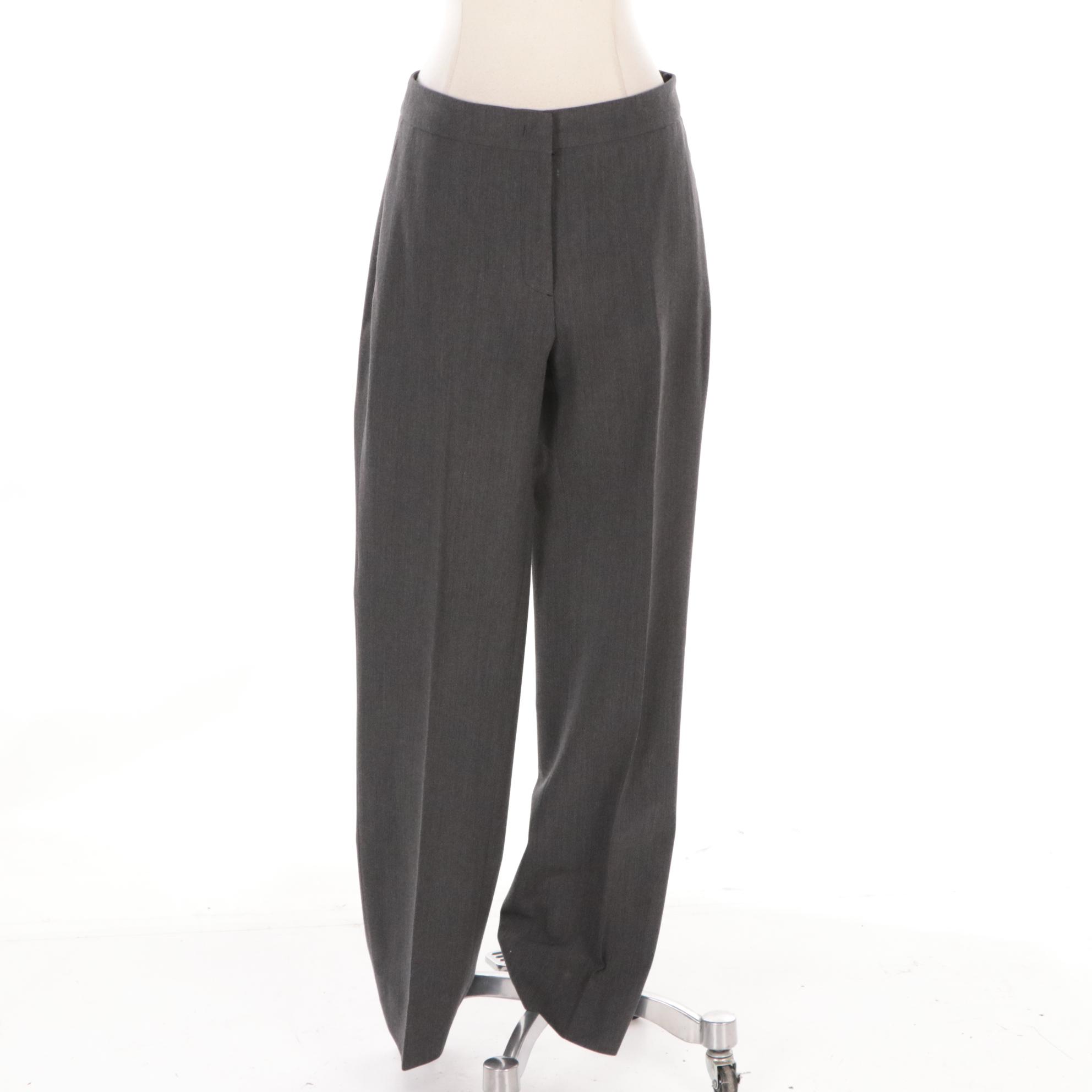 Prada Grey Wool Blend Snap-Front Pantsuit