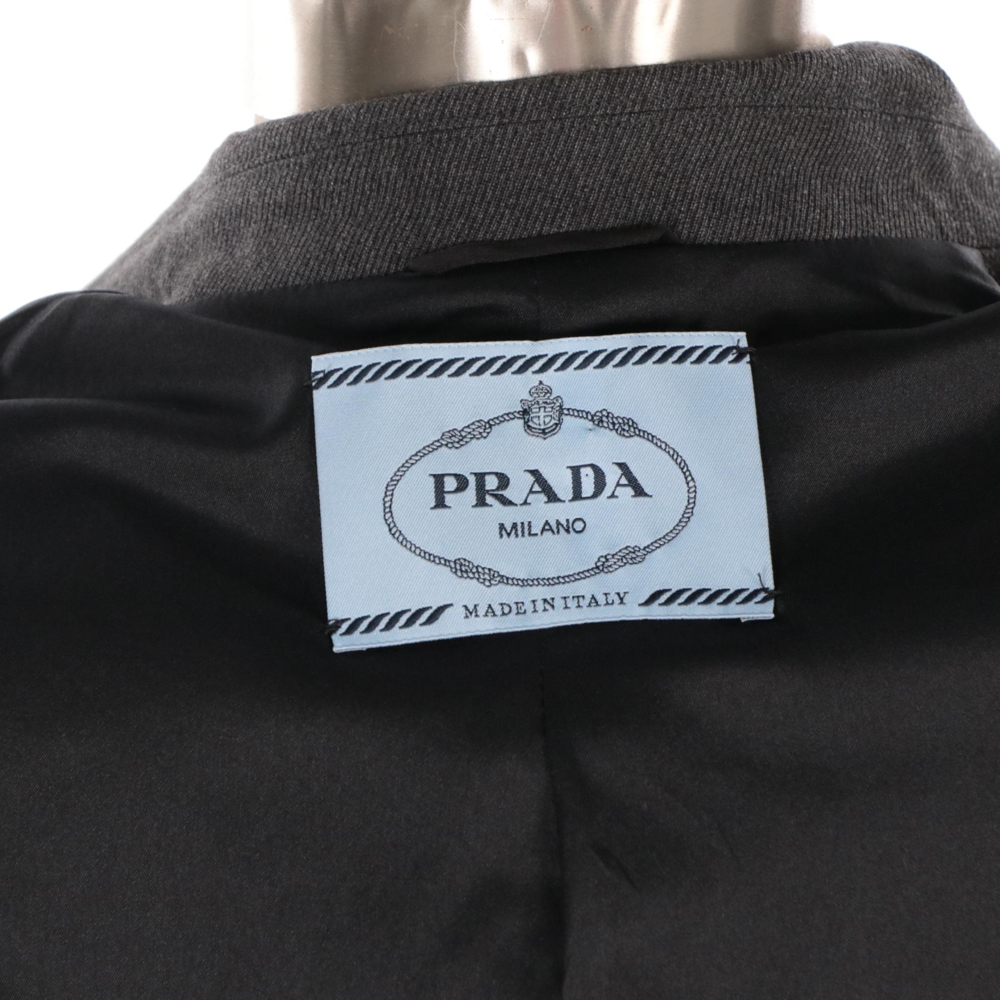 Prada Grey Wool Blend Snap-Front Pantsuit