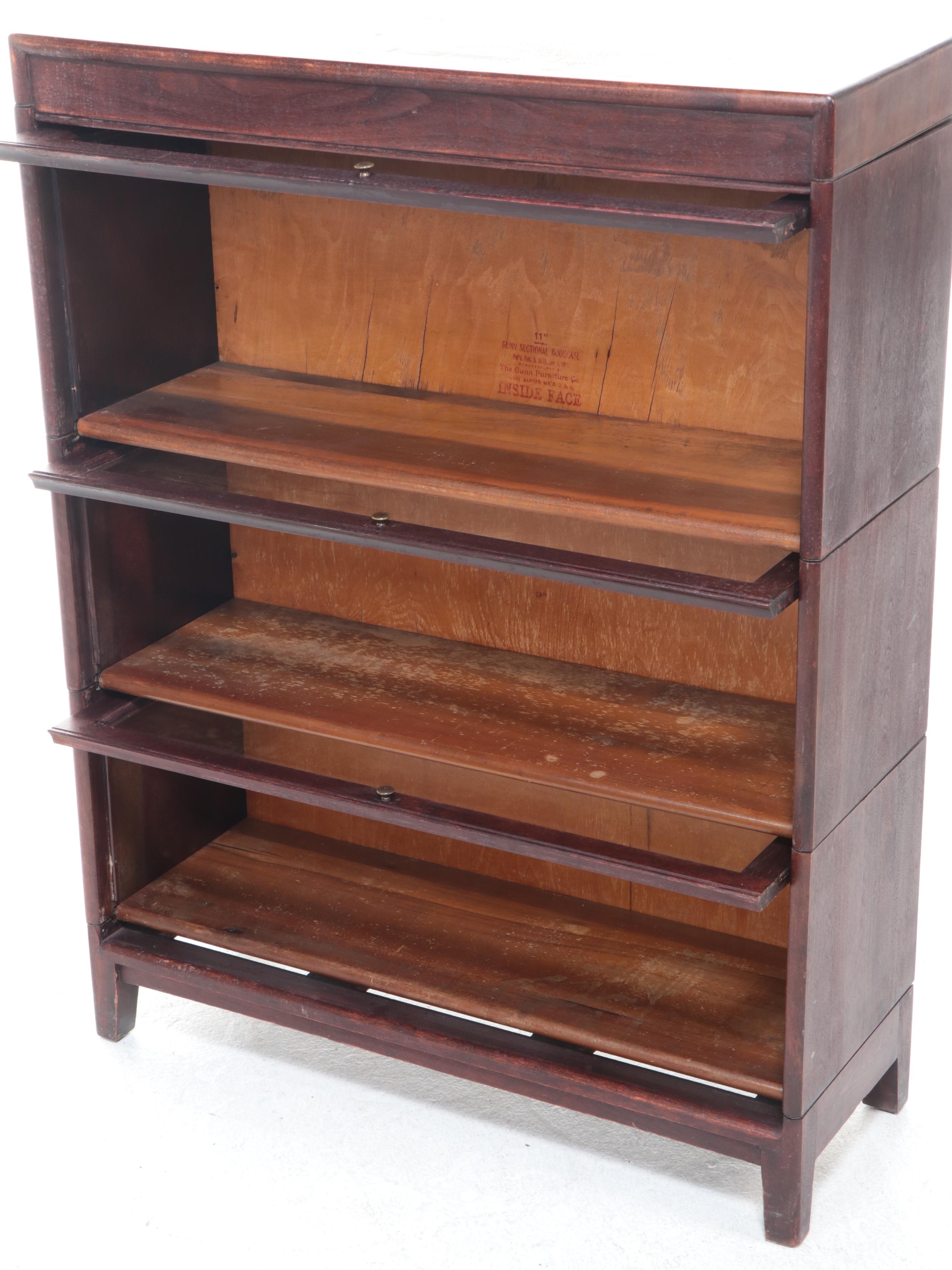 Gunn Furniture Co. Birch ThreeStack Barrister's Bookcase, Early 20th