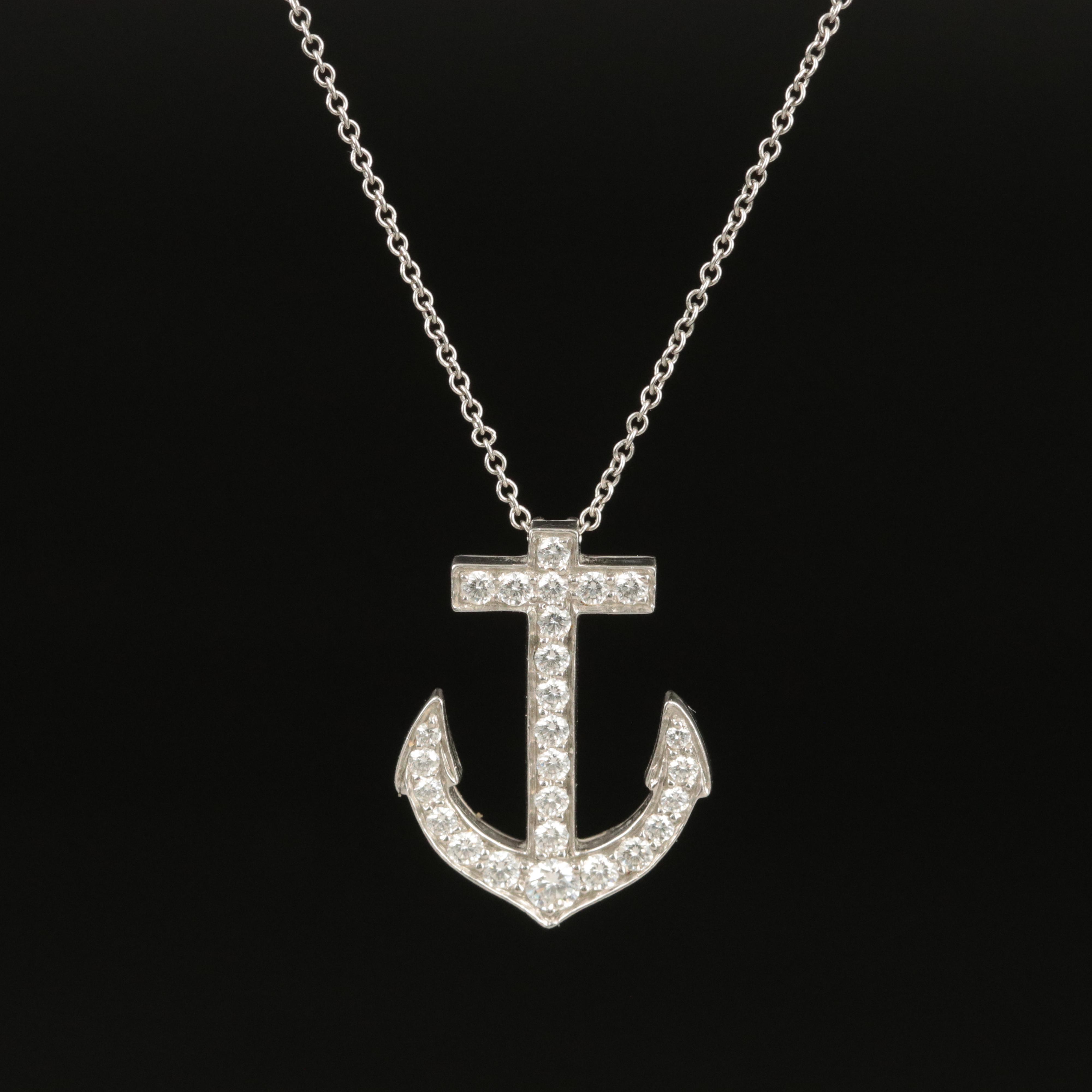 Tiffany & Co. Platinum 0.64 CTW Diamond Anchor Necklace