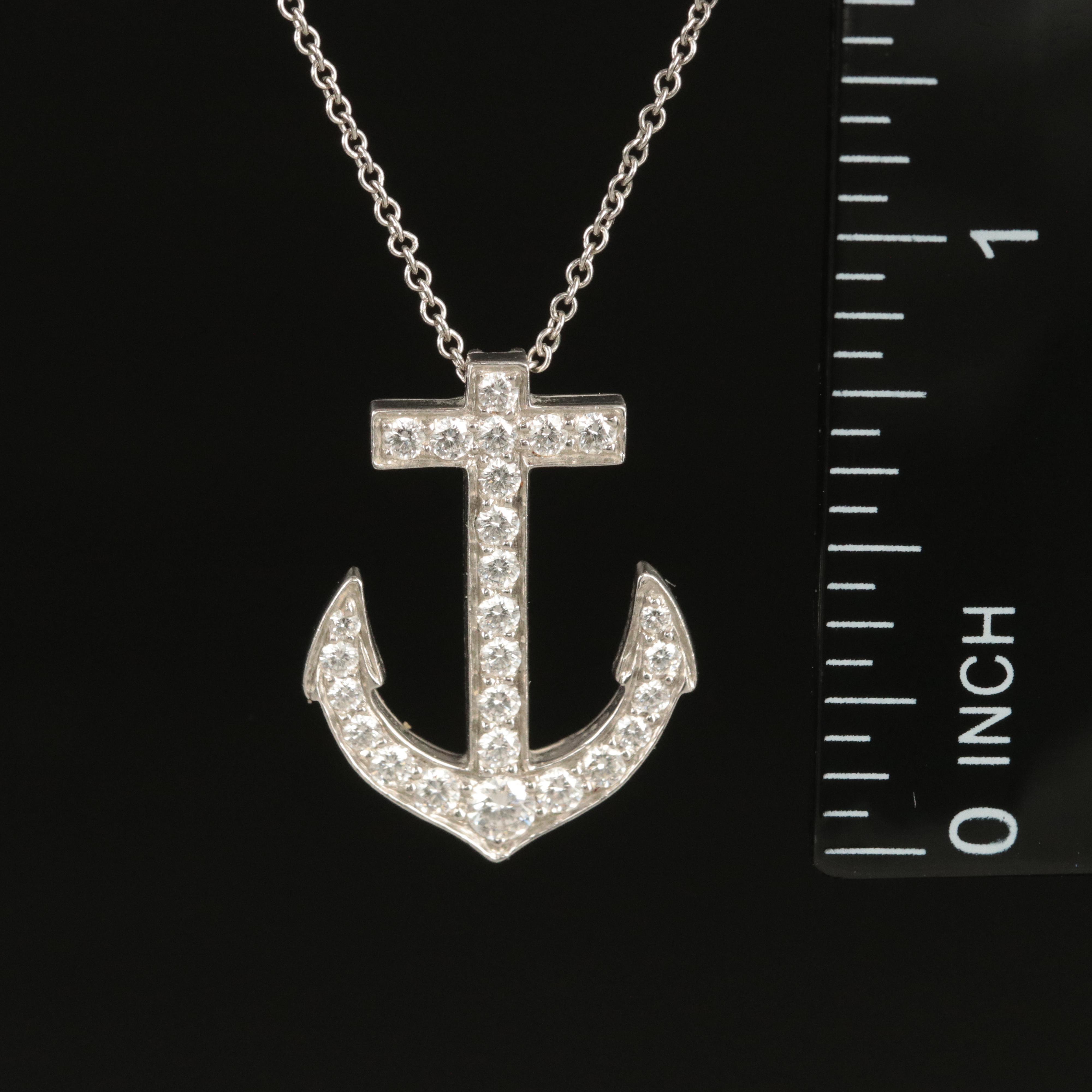Tiffany & Co. Platinum 0.64 CTW Diamond Anchor Necklace
