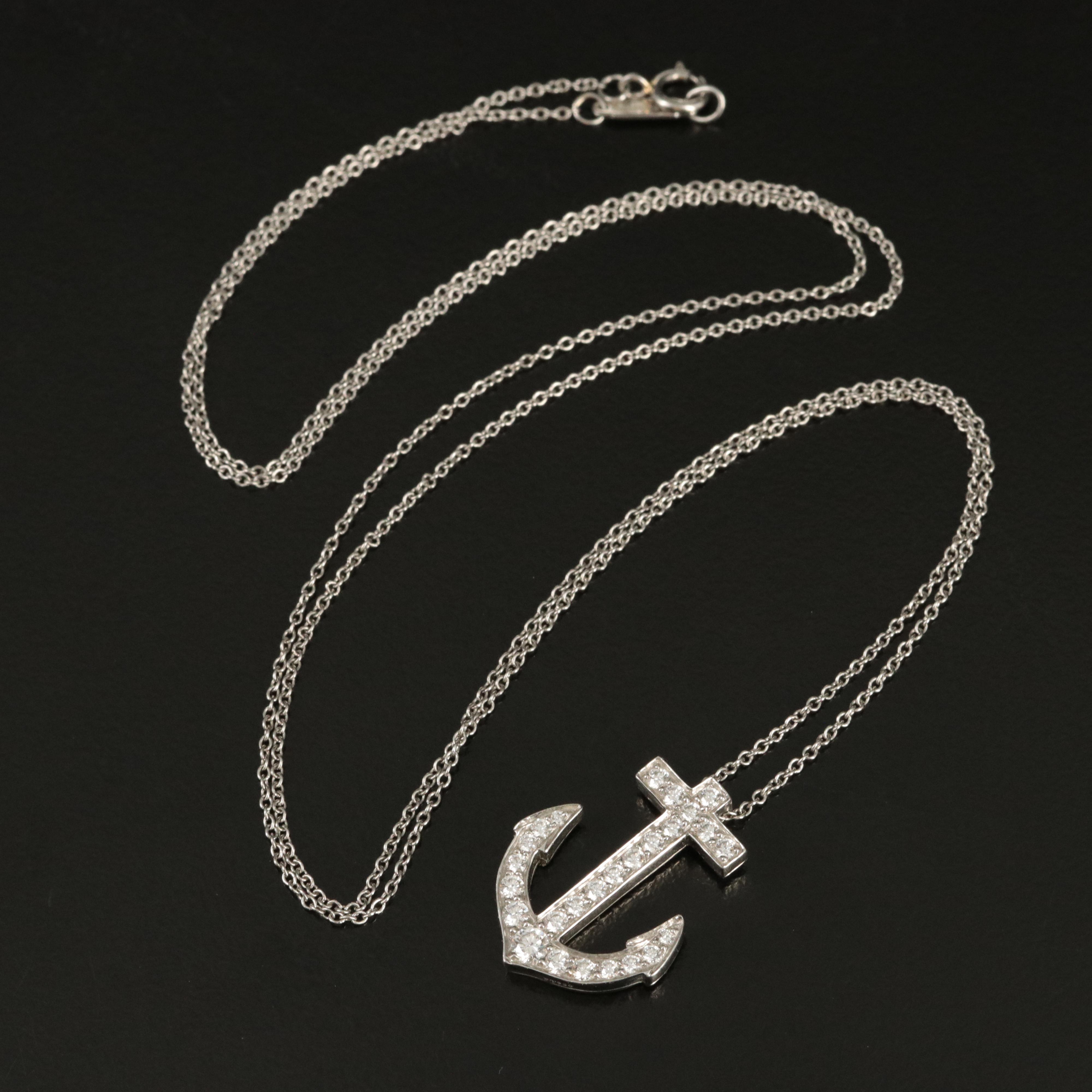 Tiffany & Co. Platinum 0.64 CTW Diamond Anchor Necklace