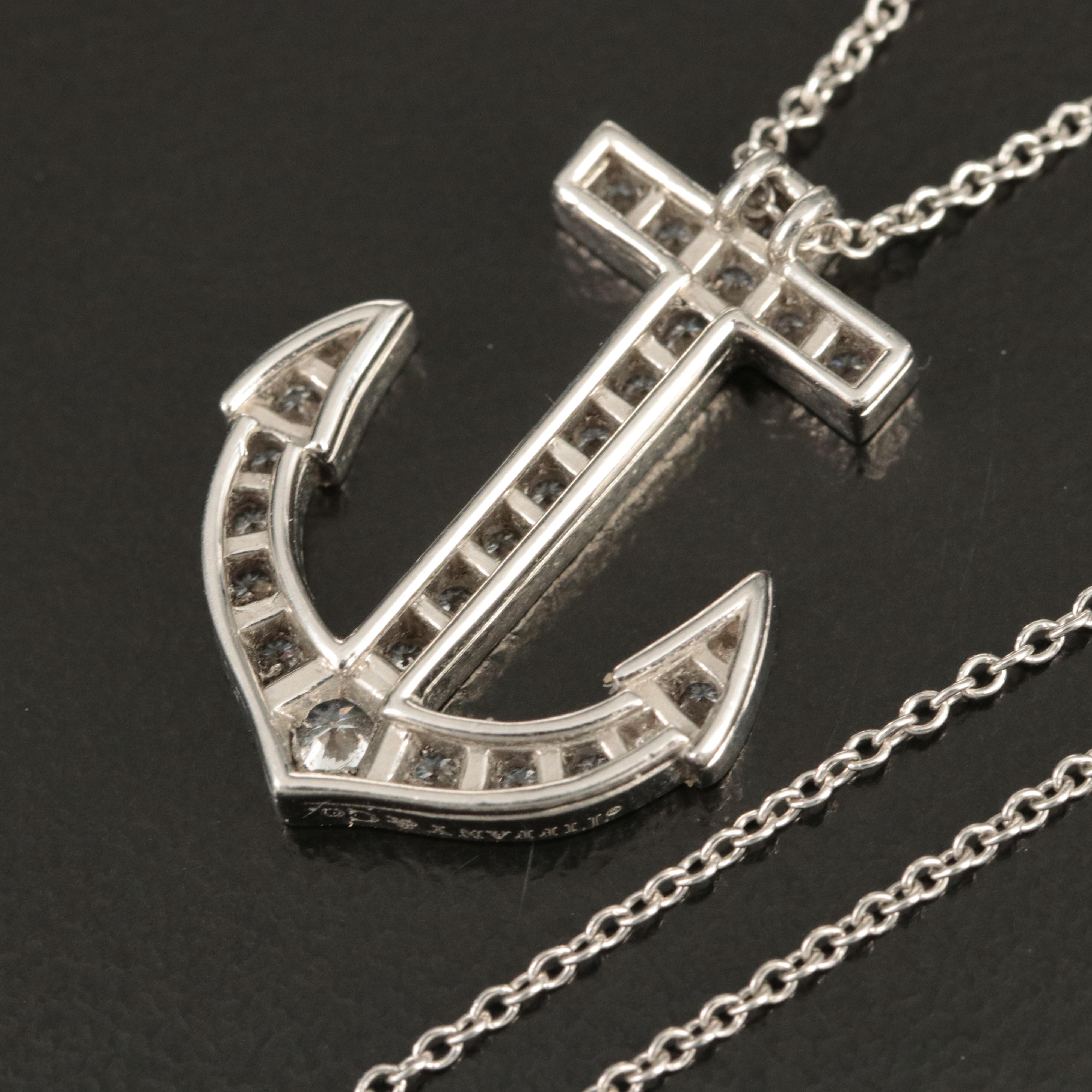 Tiffany & Co. Platinum 0.64 CTW Diamond Anchor Necklace