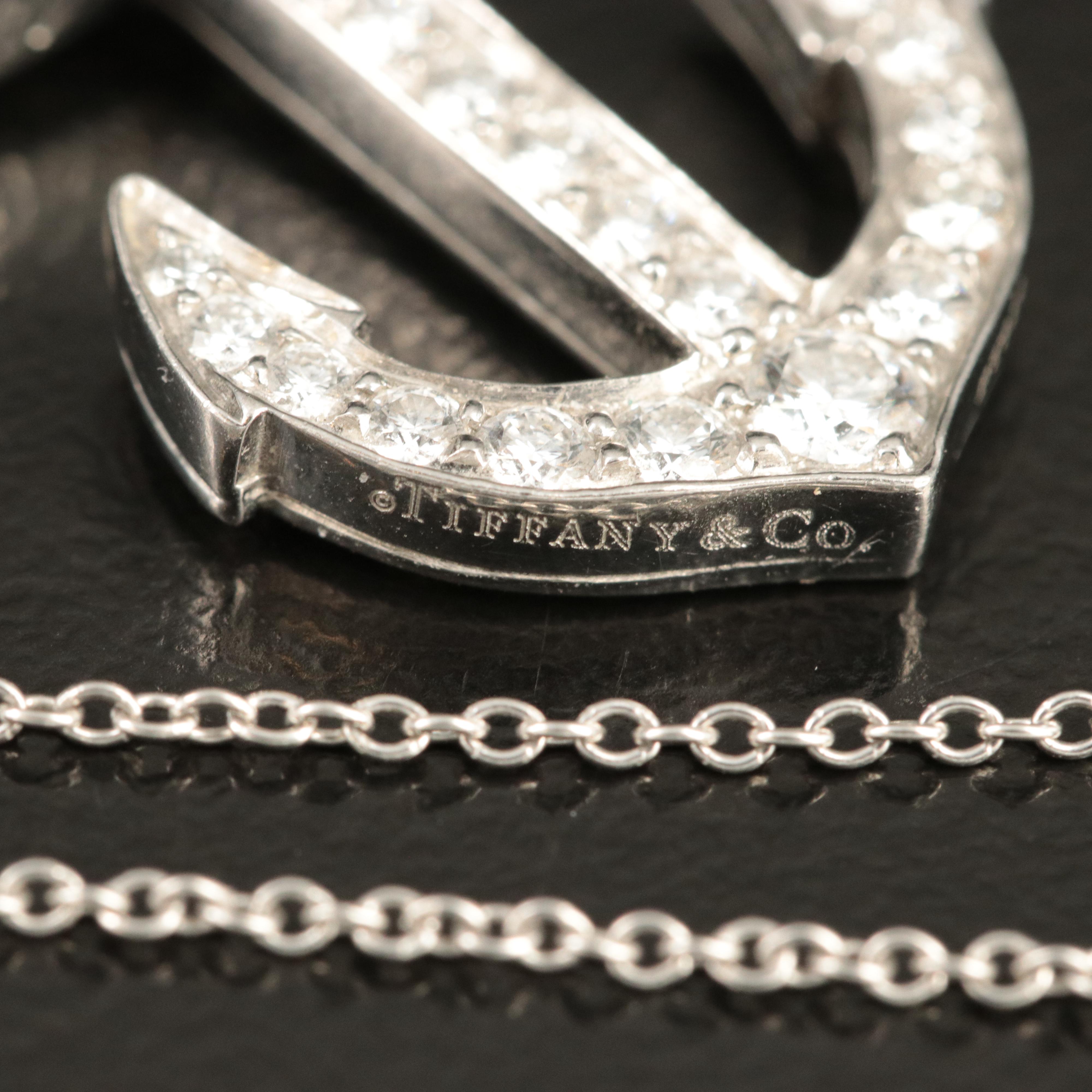 Tiffany & Co. Platinum 0.64 CTW Diamond Anchor Necklace