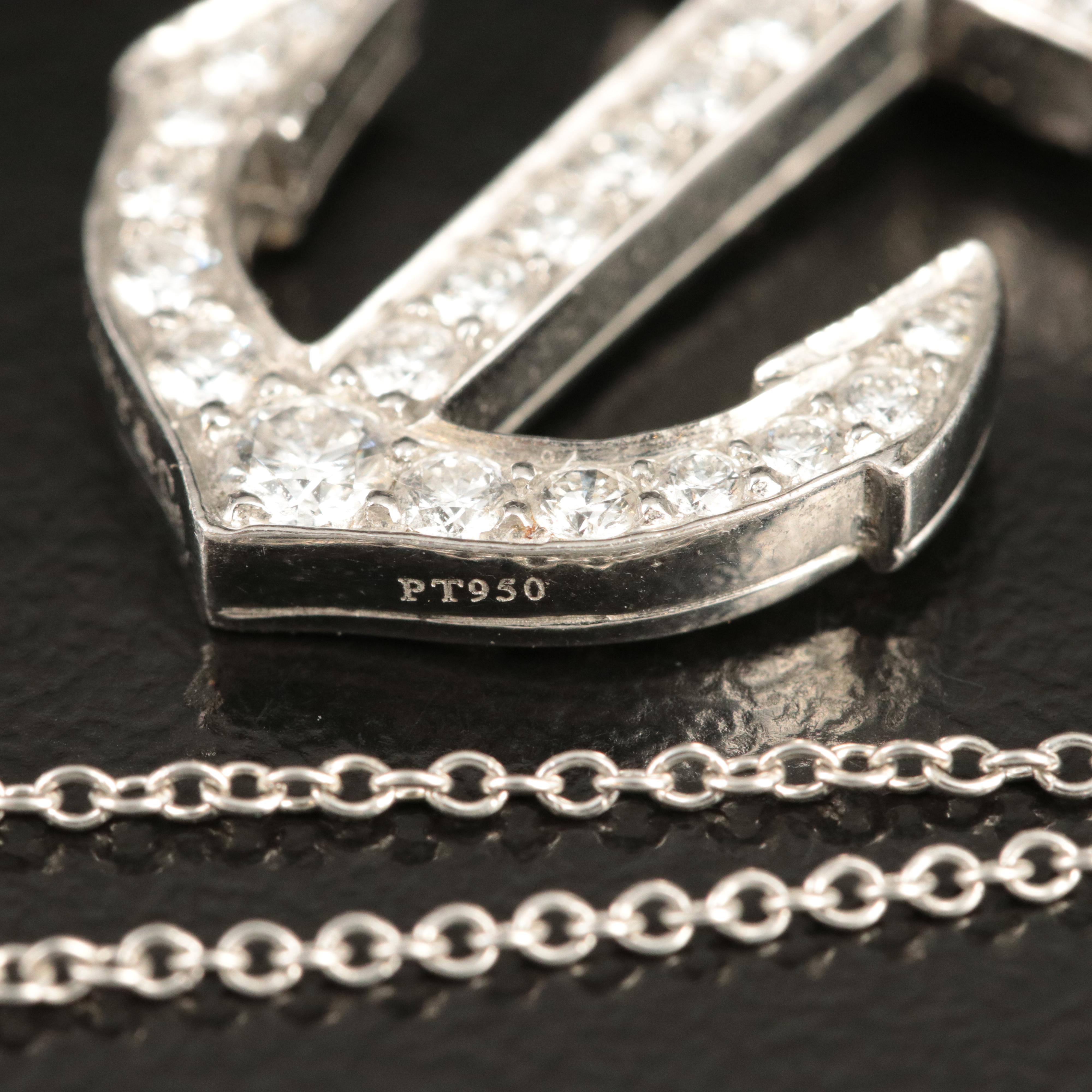 Tiffany & Co. Platinum 0.64 CTW Diamond Anchor Necklace