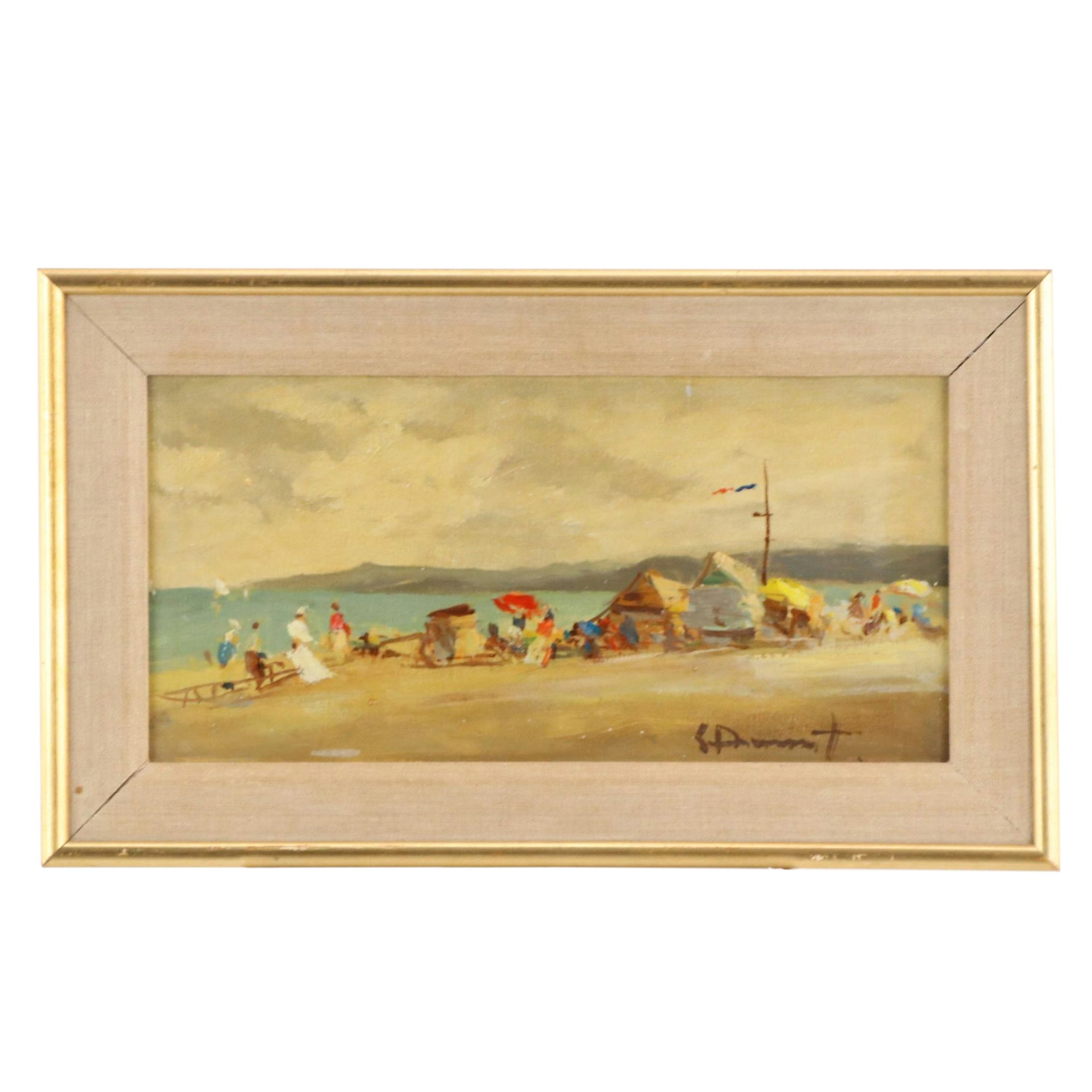 Eugenio Álvarez Dumont Oil Painting of Beach Scene
