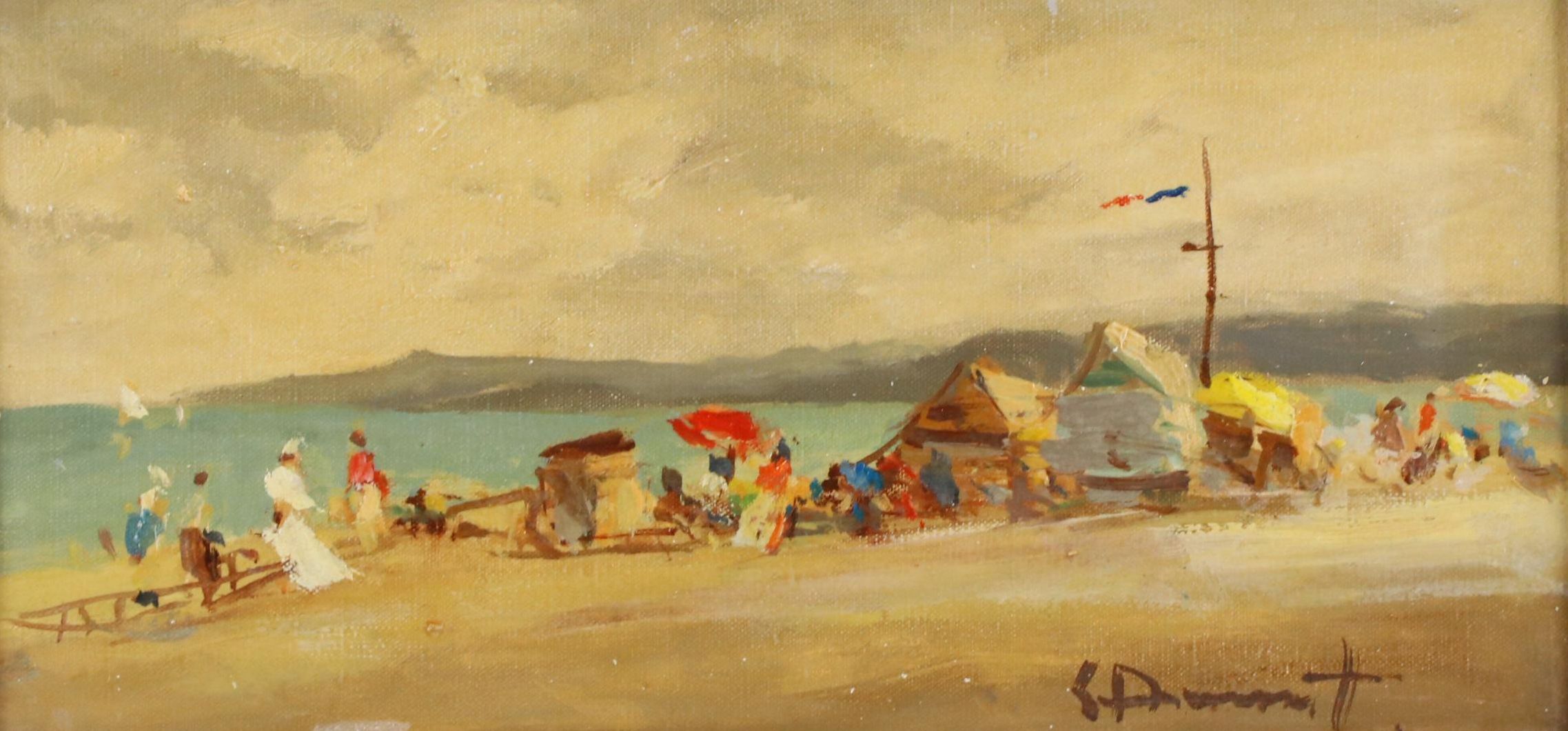 Eugenio Álvarez Dumont Oil Painting of Beach Scene