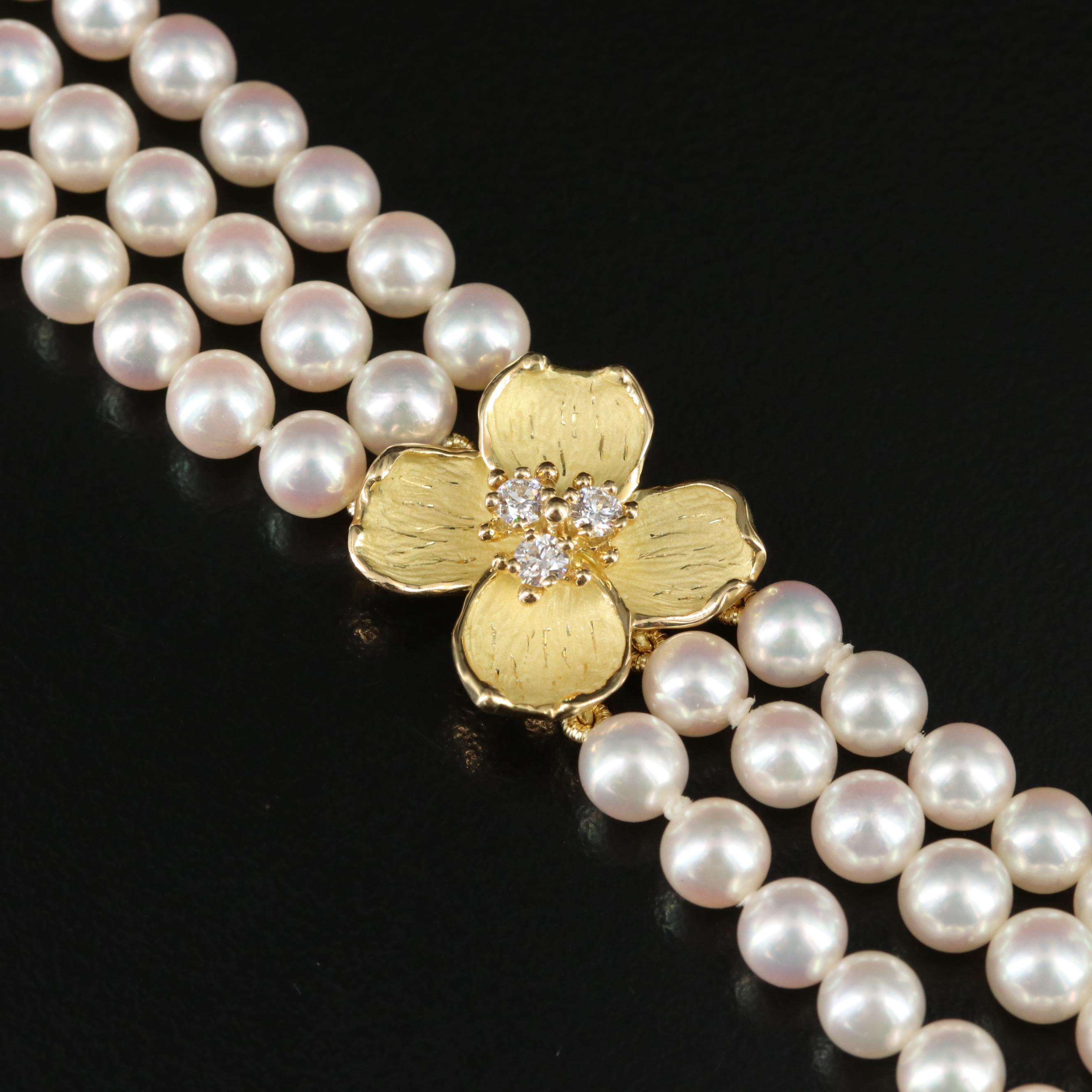 Tiffany & Co. "Tiffany Classics" 18K Diamond and Pearl Dogwood Bracelet