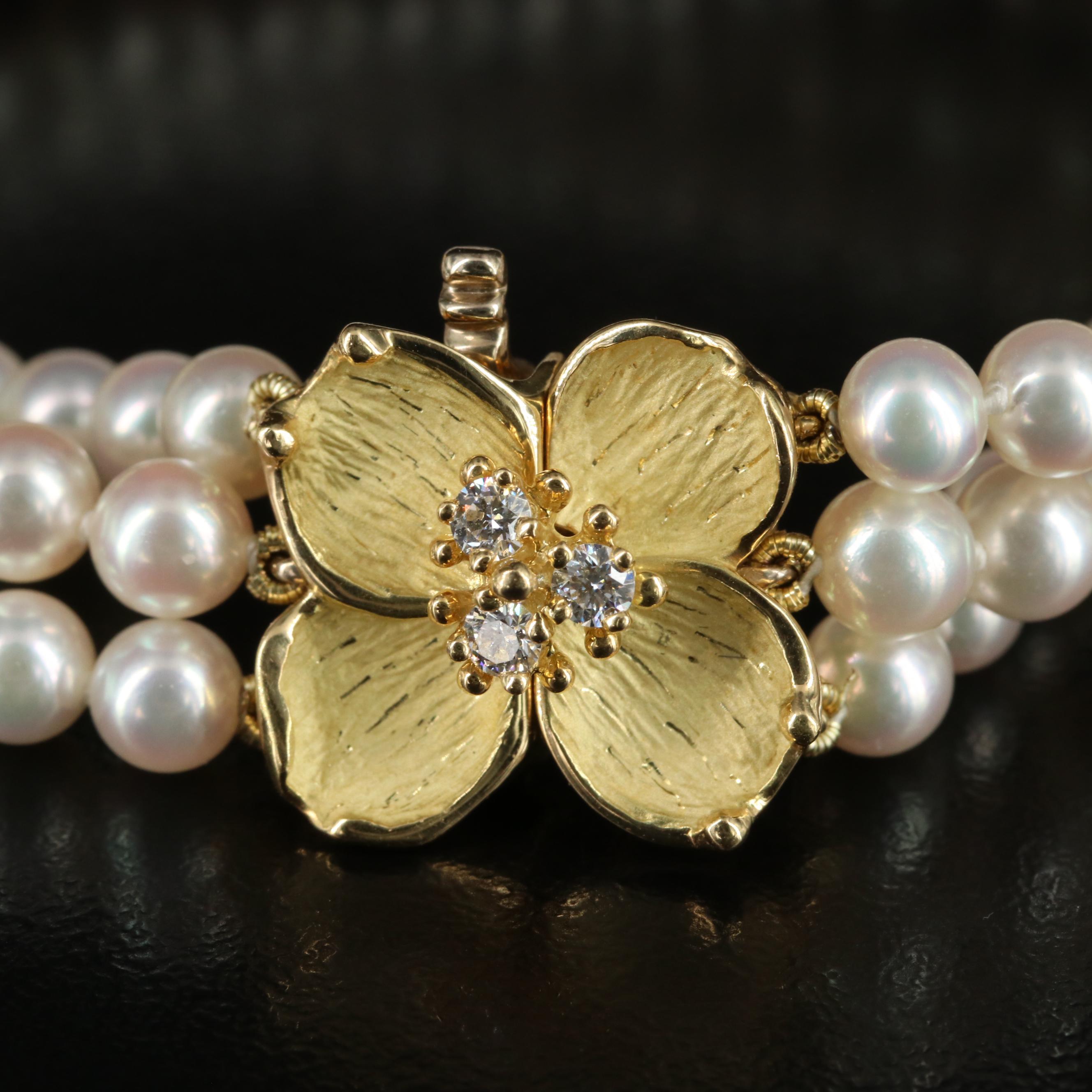 Tiffany & Co. "Tiffany Classics" 18K Diamond and Pearl Dogwood Bracelet