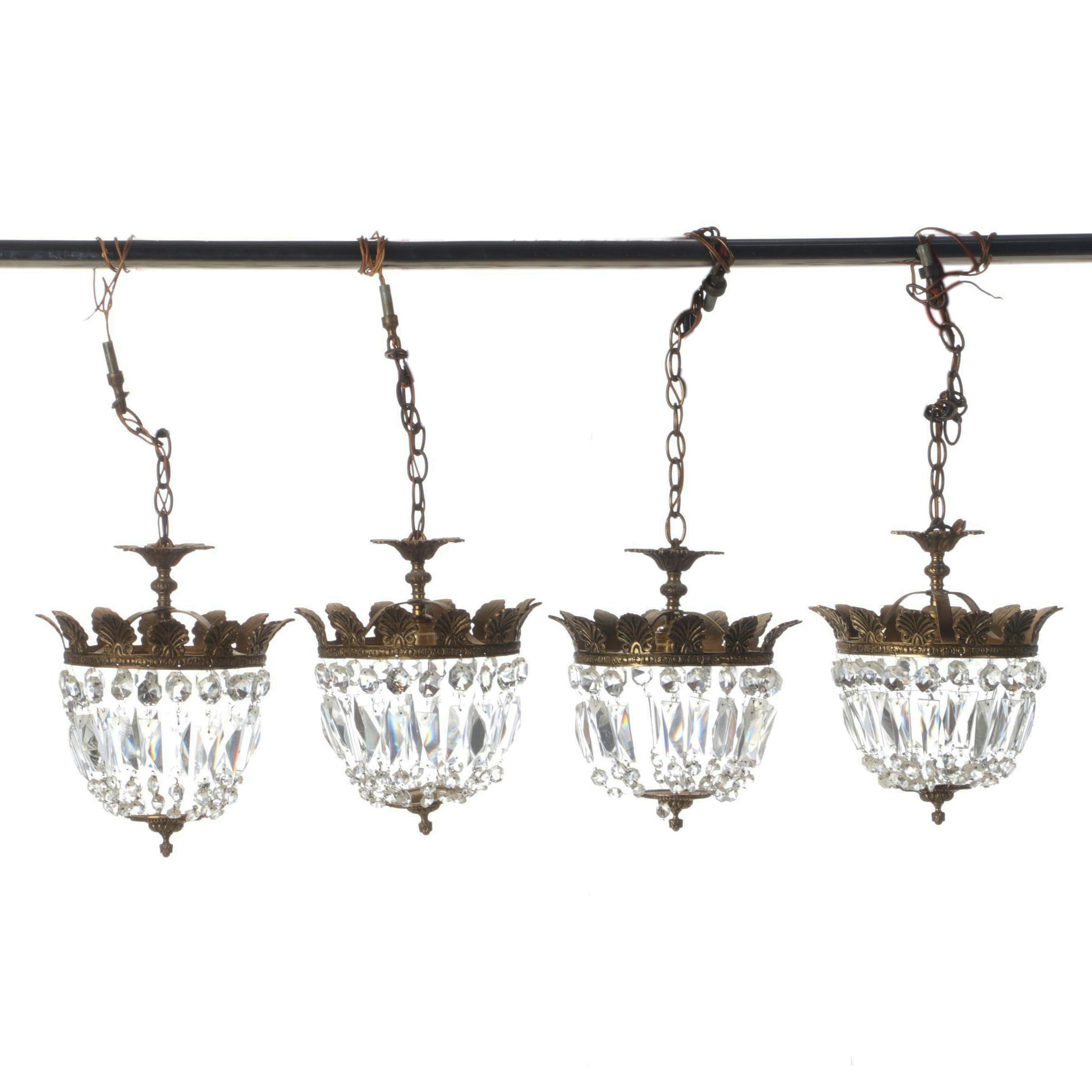 French Crown Crystal Basket Pendant Lights