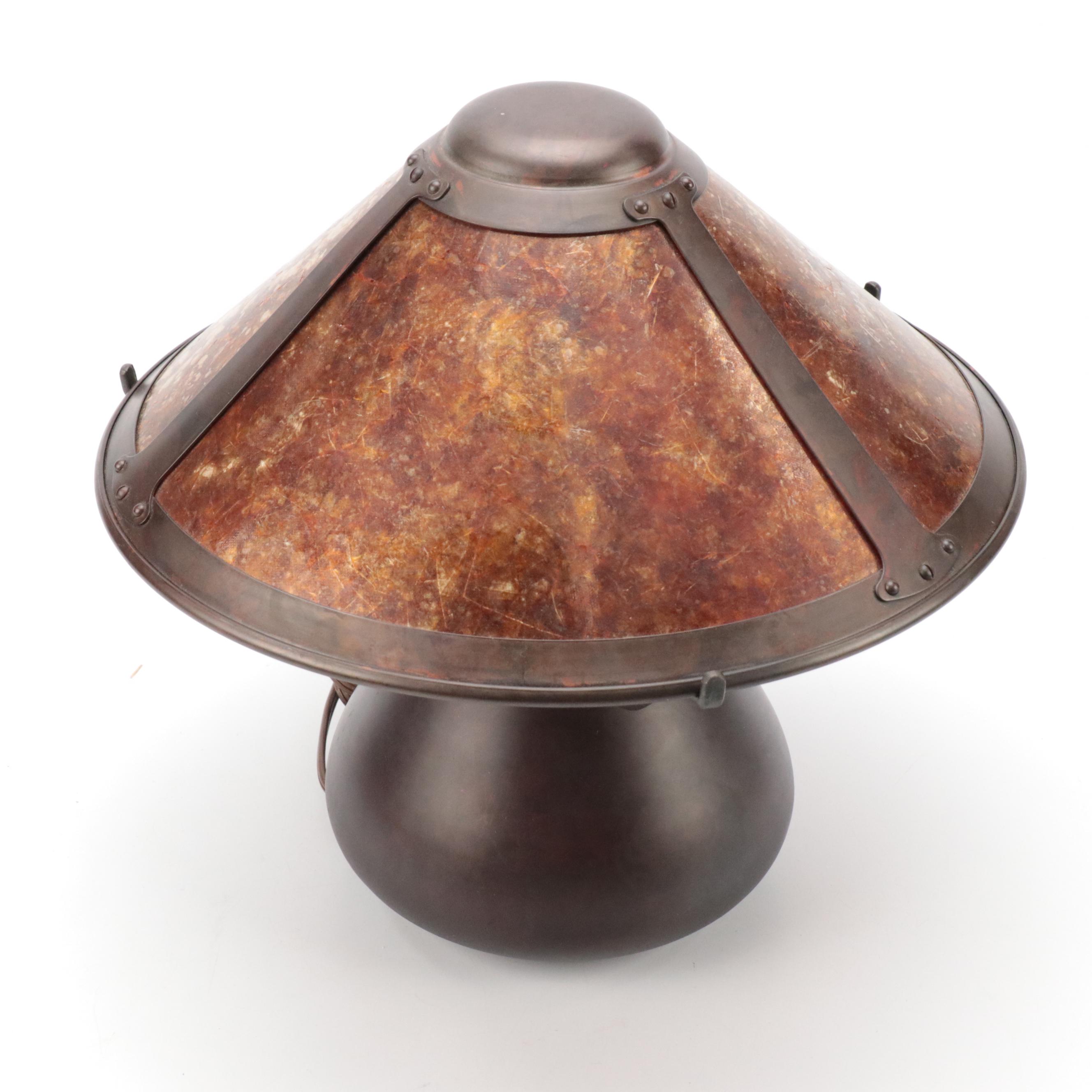 Mica Lamp Co. Arts & Crafts Style Copper Table Lamp With Mica Shade