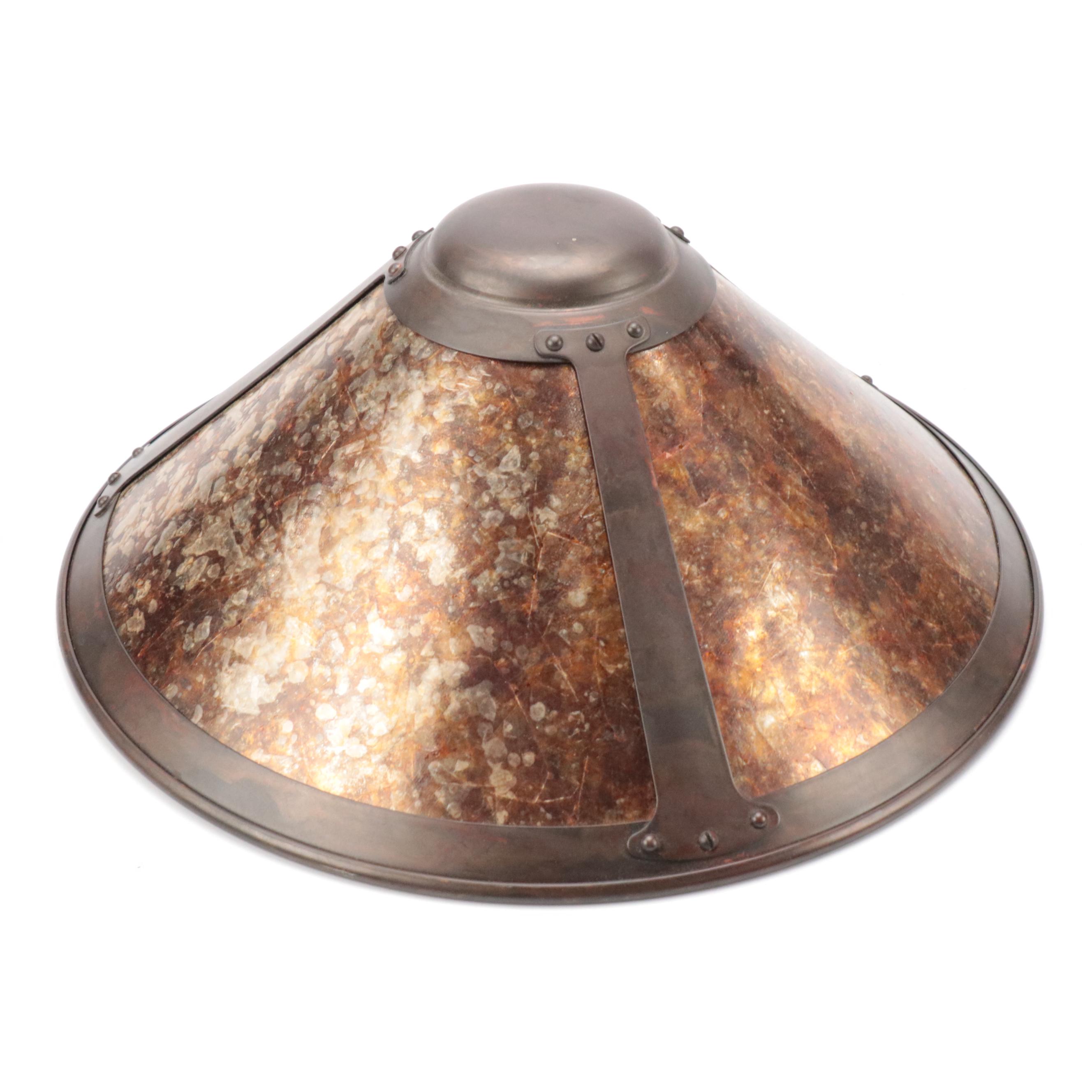 Mica Lamp Co. Arts & Crafts Style Copper Table Lamp With Mica Shade