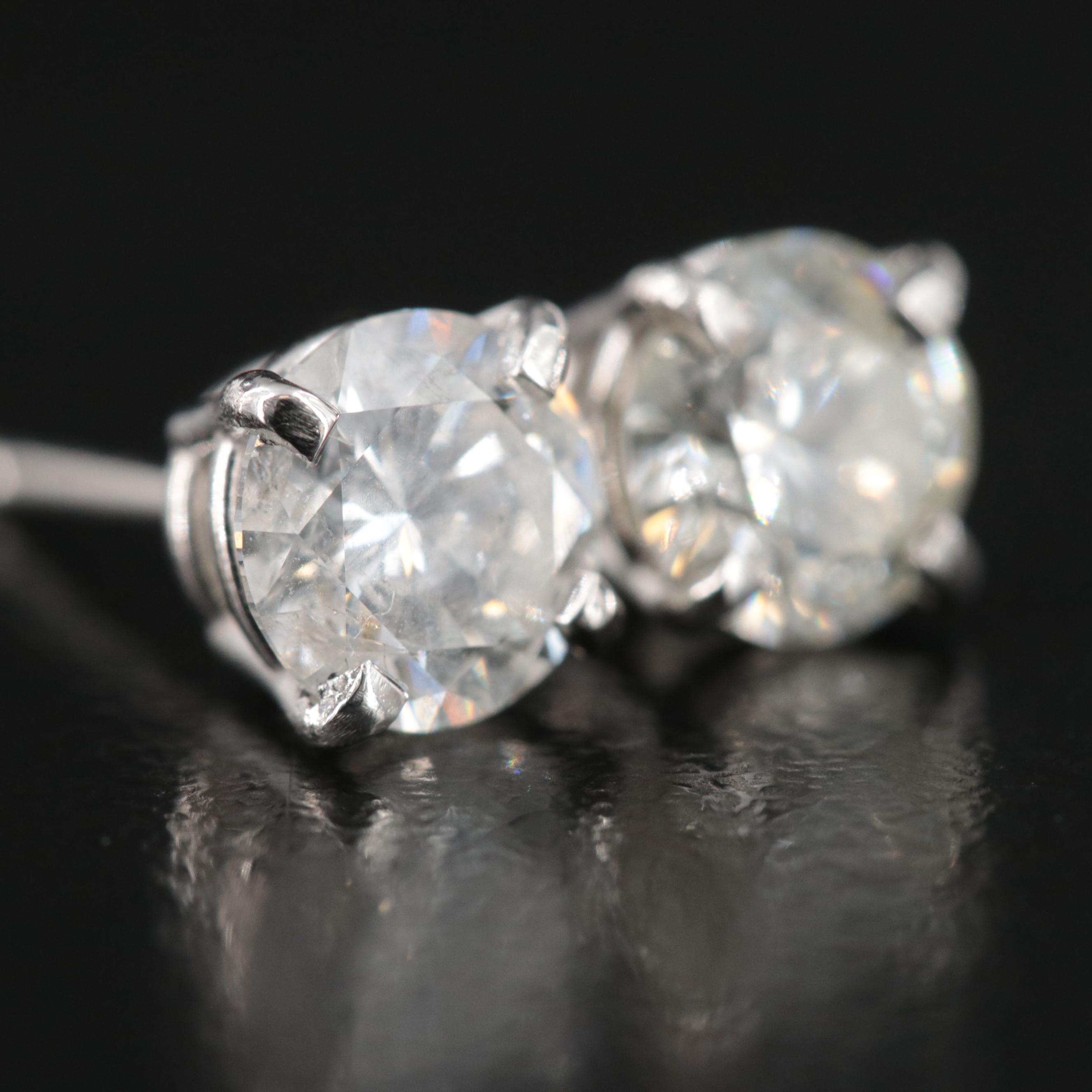Platinum 1.50 CTW Diamond Stud Earrings
