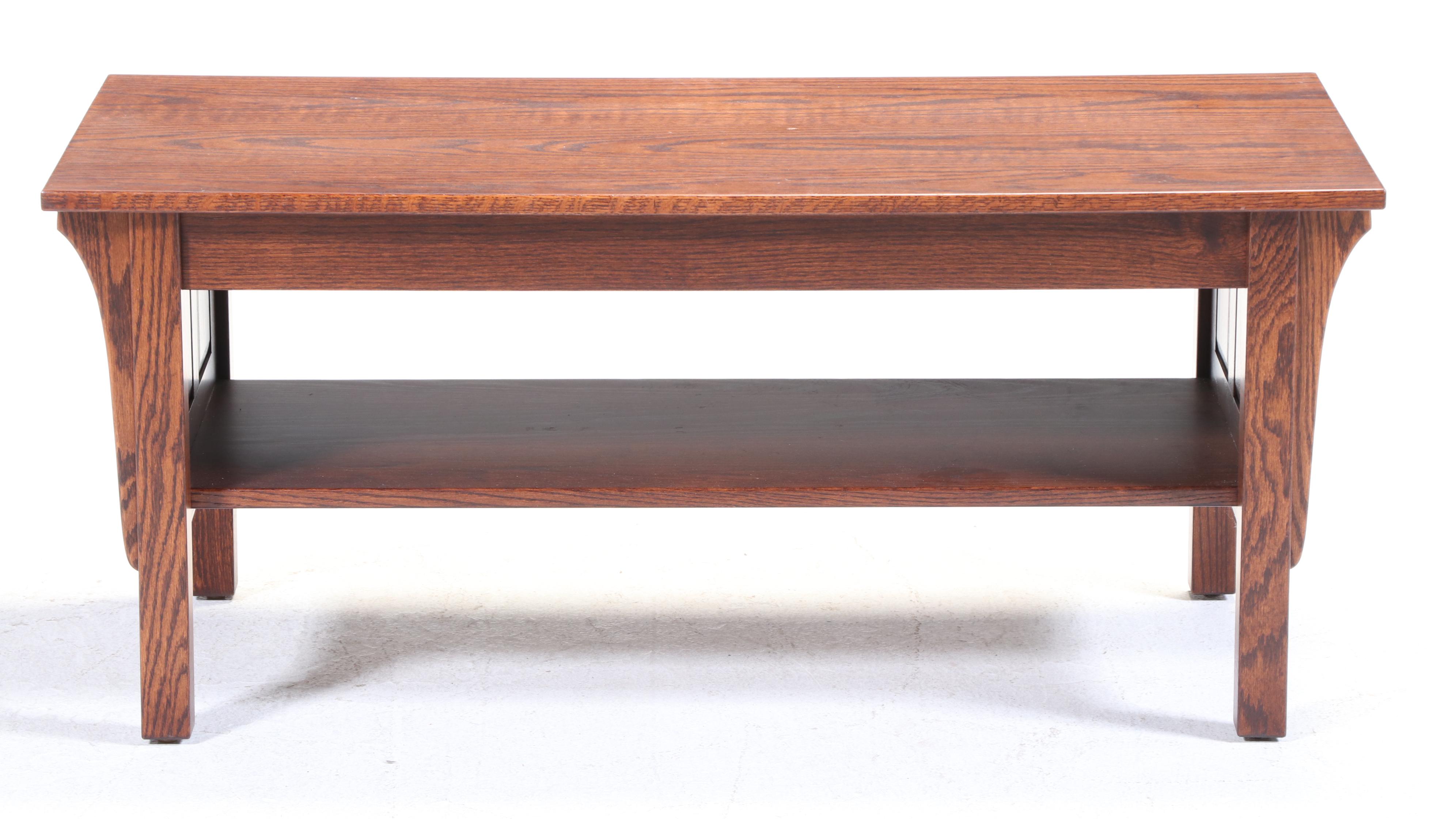 Quality Fabrications Arts and Crafts Style Oak Coffee Table & Two Side Tables