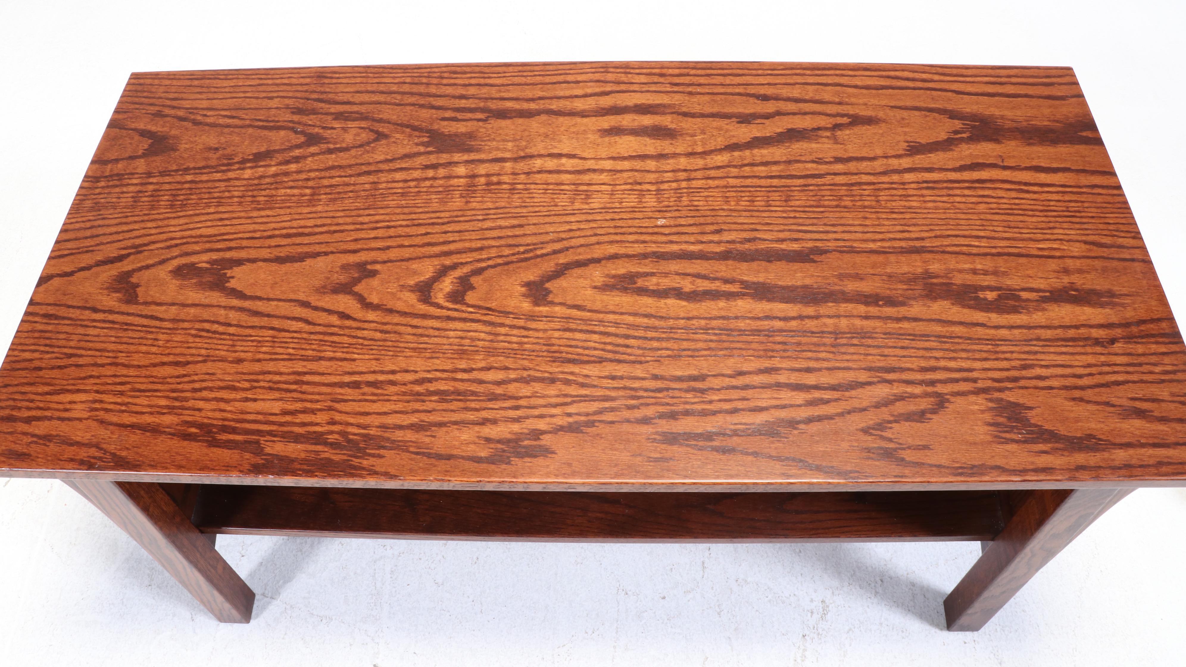 Quality Fabrications Arts and Crafts Style Oak Coffee Table & Two Side Tables