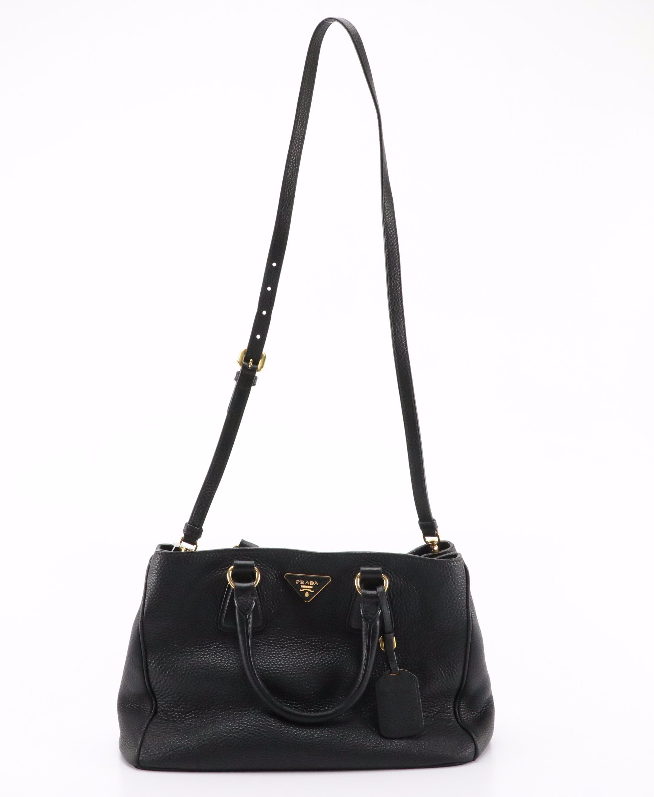 Prada Tote Bag BN2579 in Nero Vitello Daino Leather
