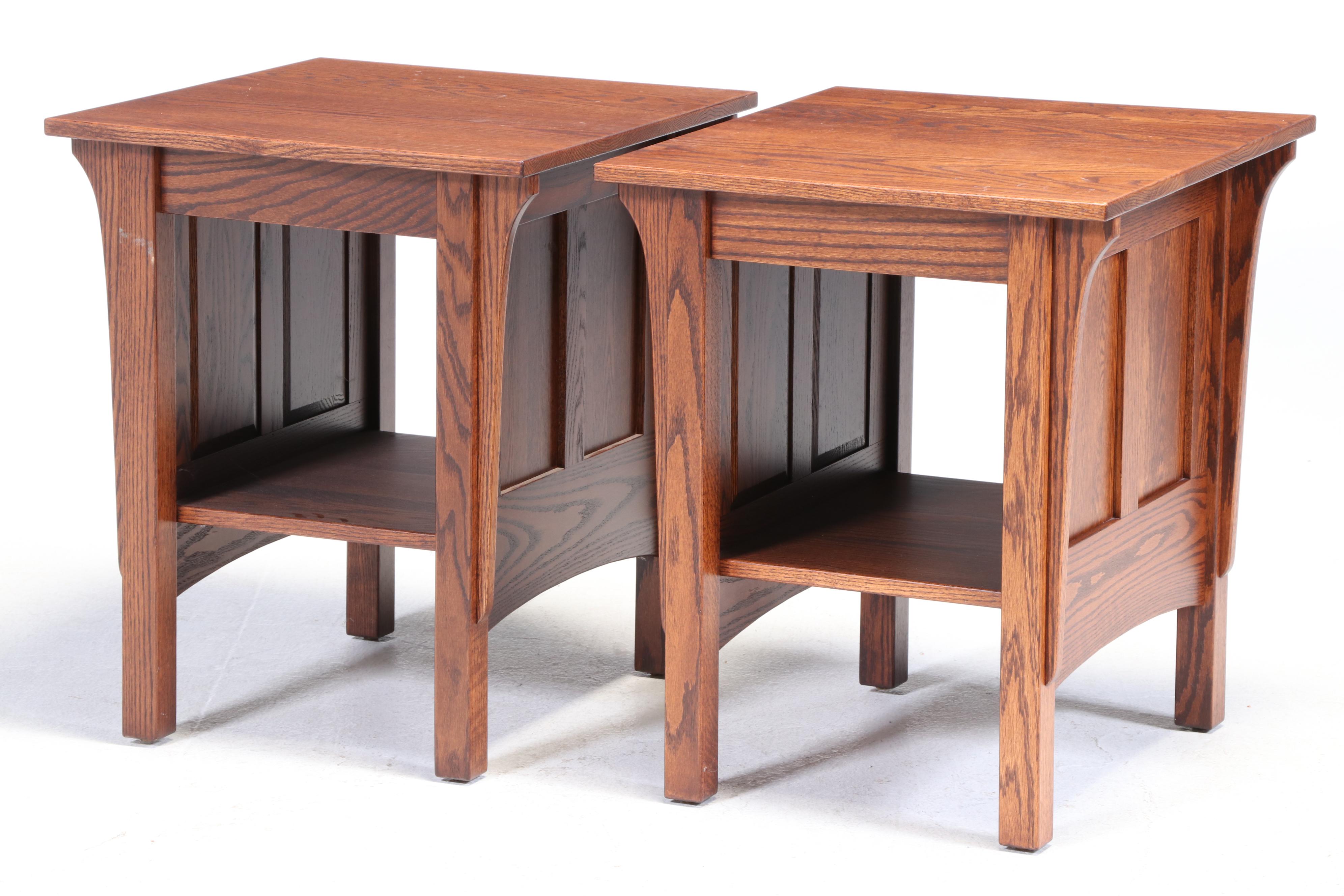 Quality Fabrications Arts and Crafts Style Oak Coffee Table & Two Side Tables