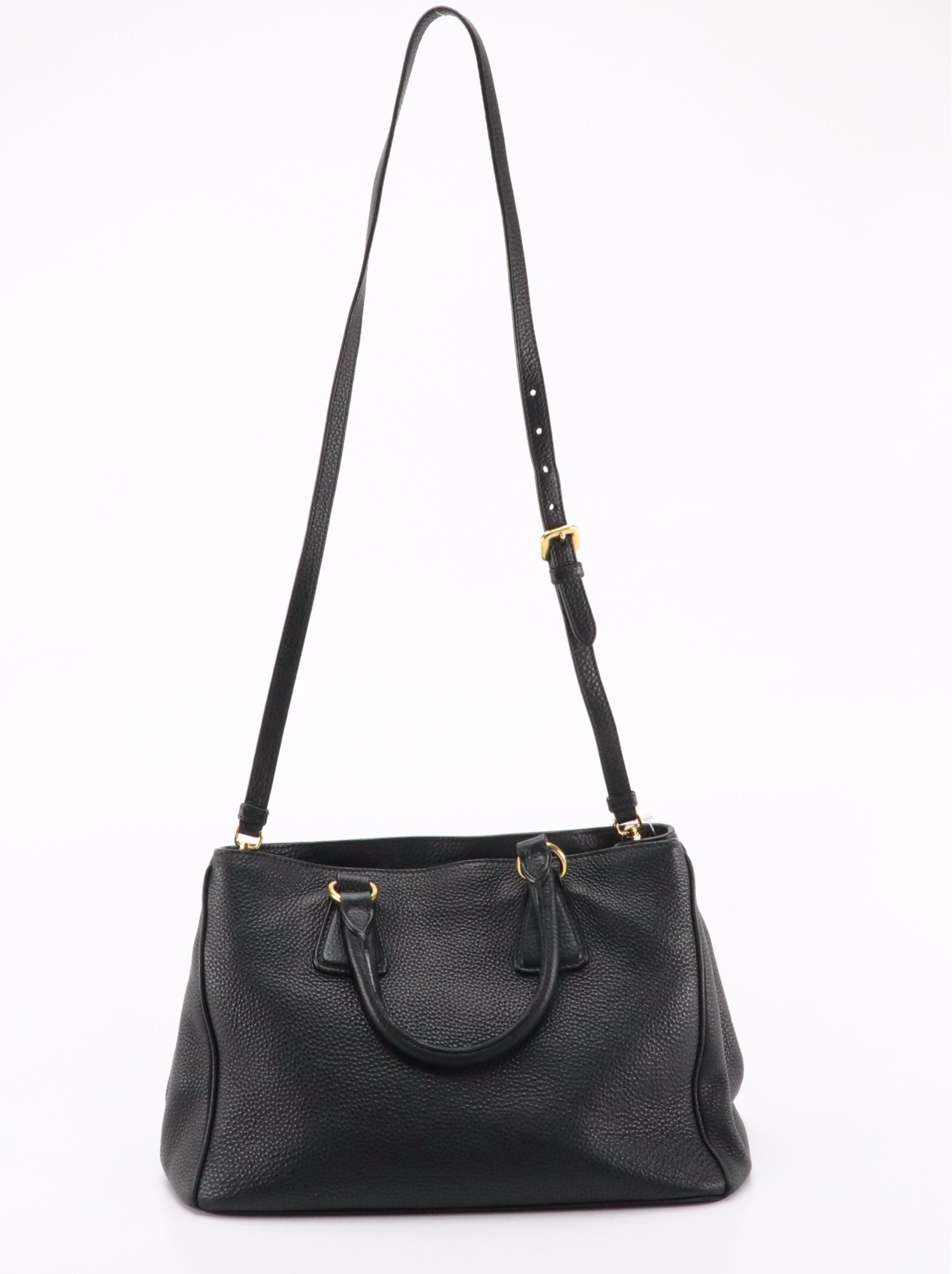 Prada Tote Bag BN2579 in Nero Vitello Daino Leather