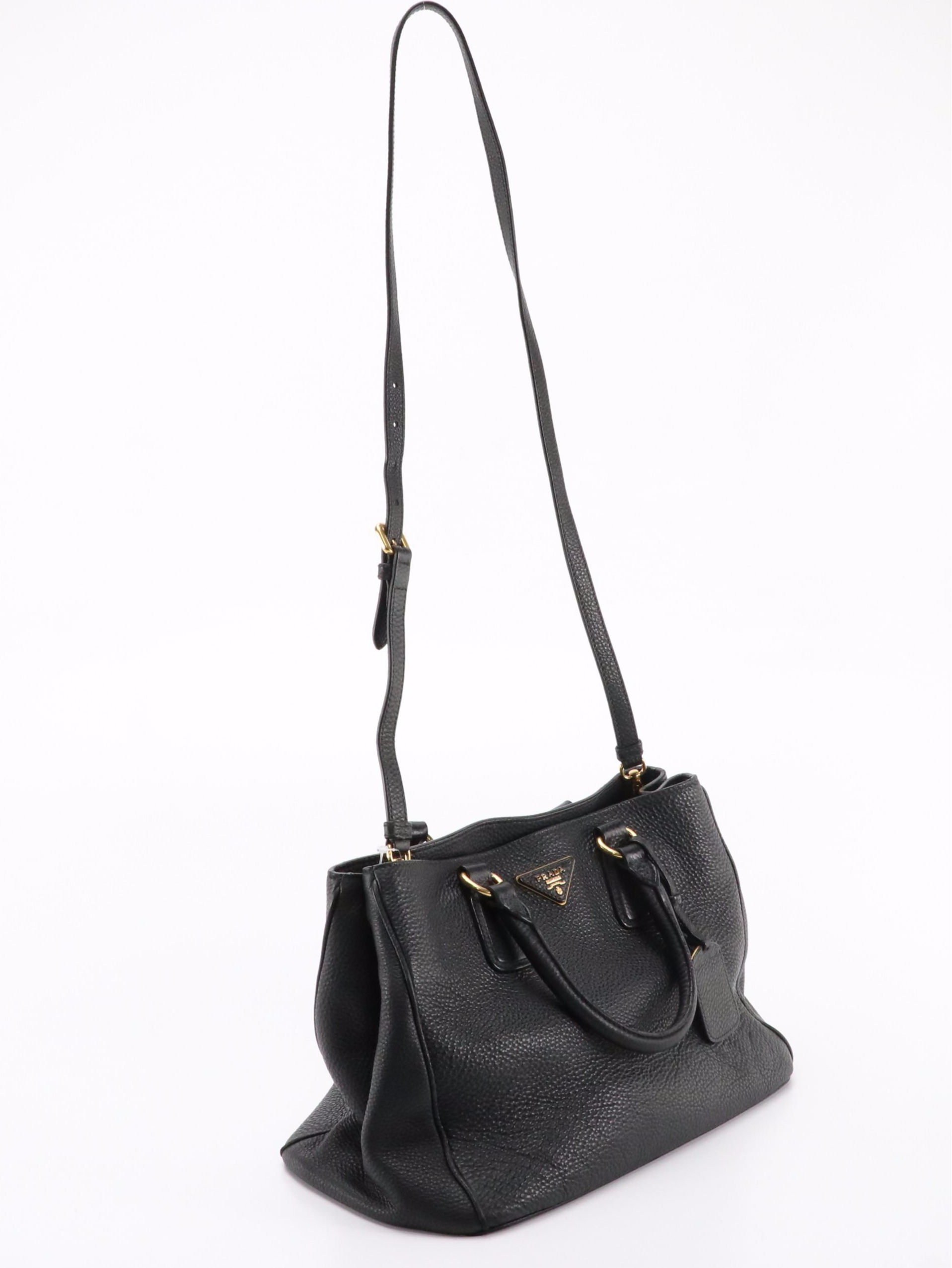 Prada Tote Bag BN2579 in Nero Vitello Daino Leather