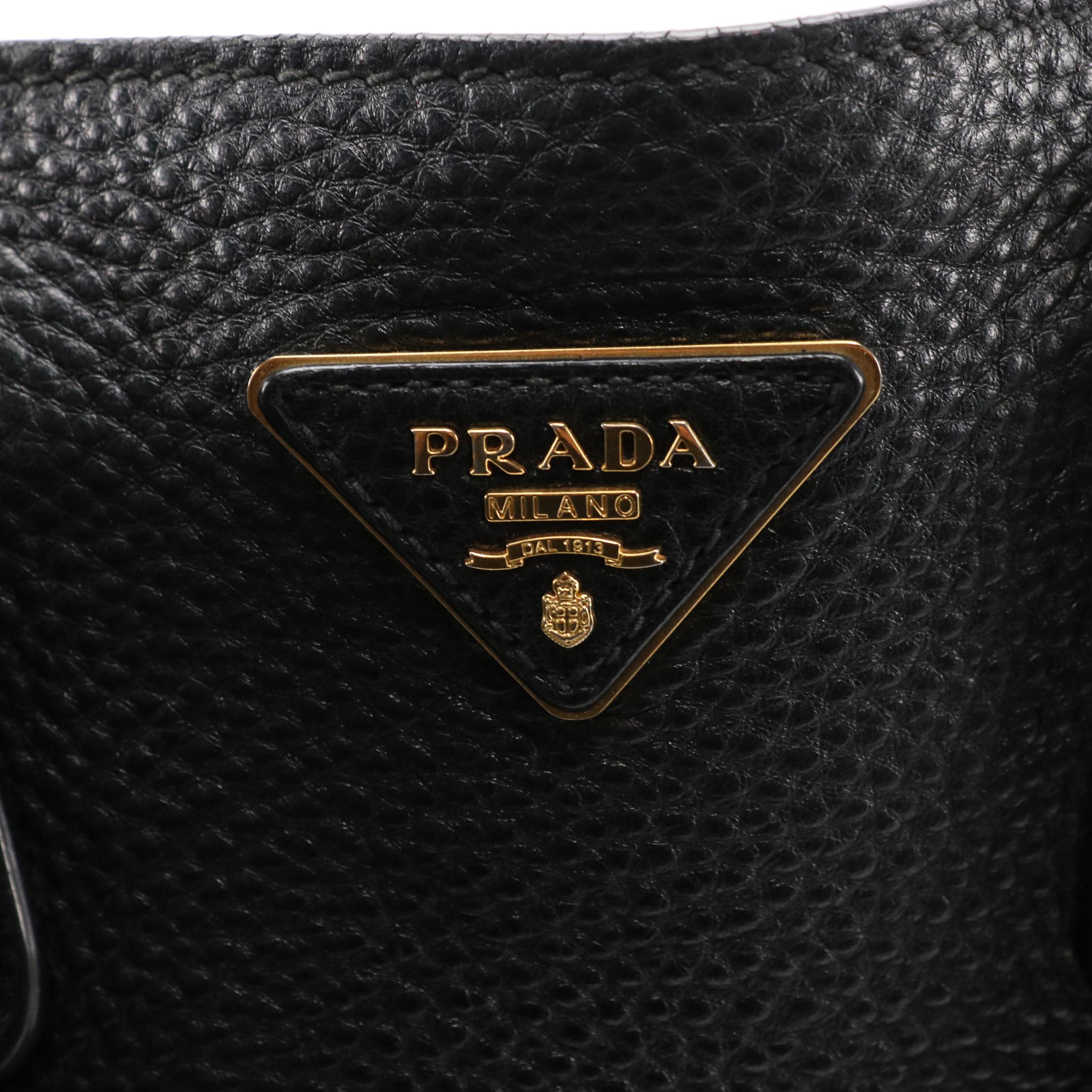 Prada Tote Bag BN2579 in Nero Vitello Daino Leather