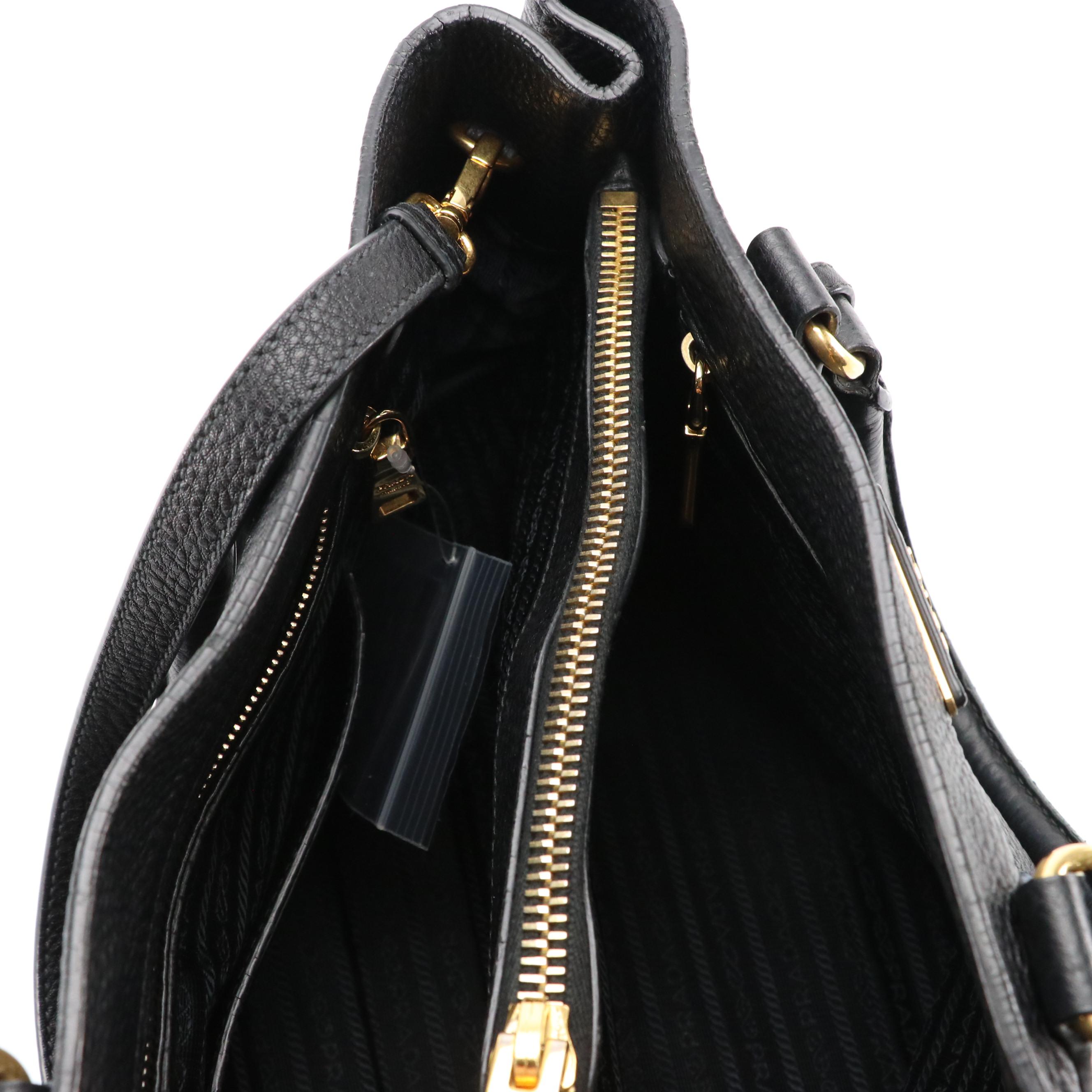 Prada Tote Bag BN2579 in Nero Vitello Daino Leather