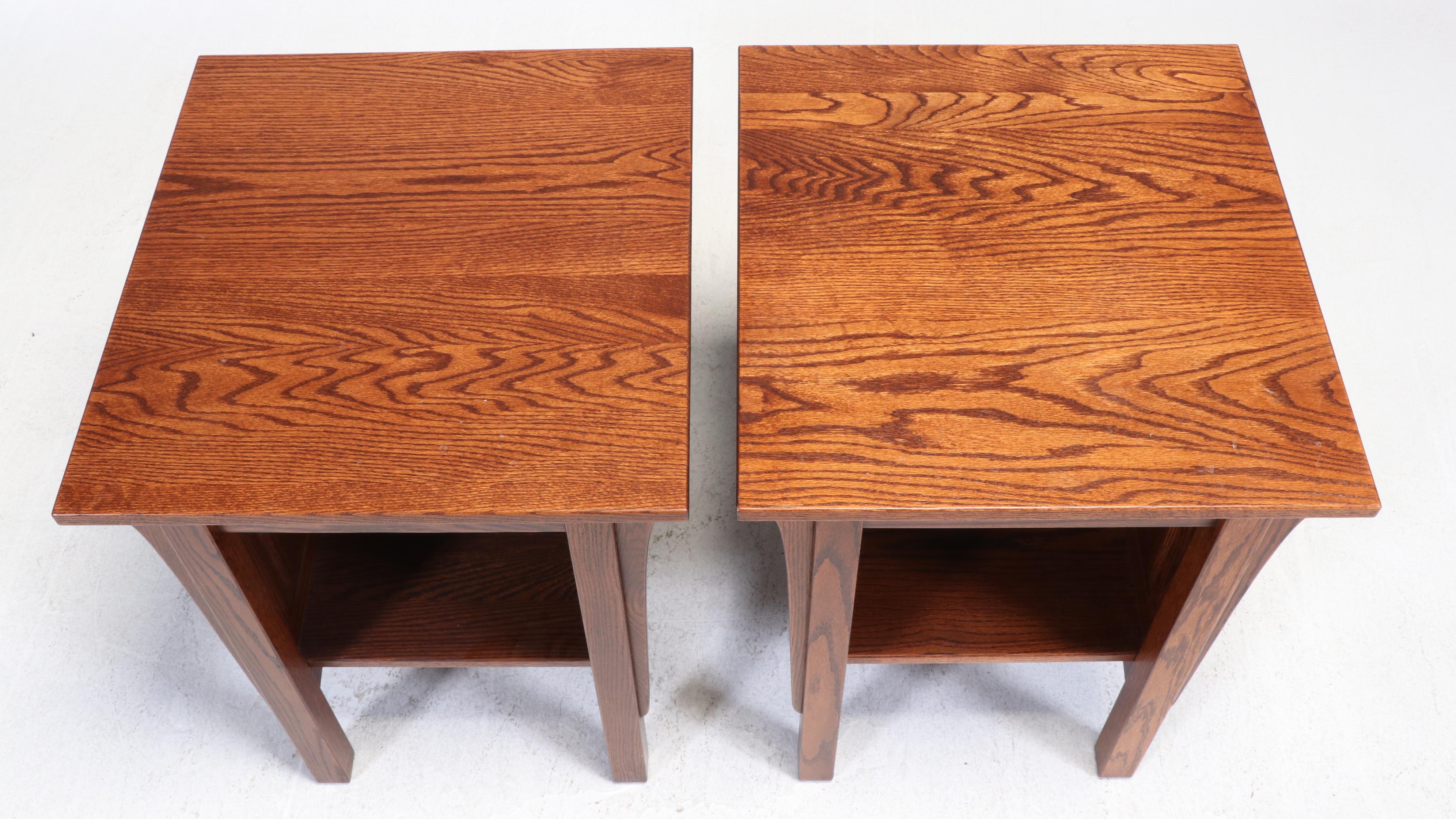 Quality Fabrications Arts and Crafts Style Oak Coffee Table & Two Side Tables