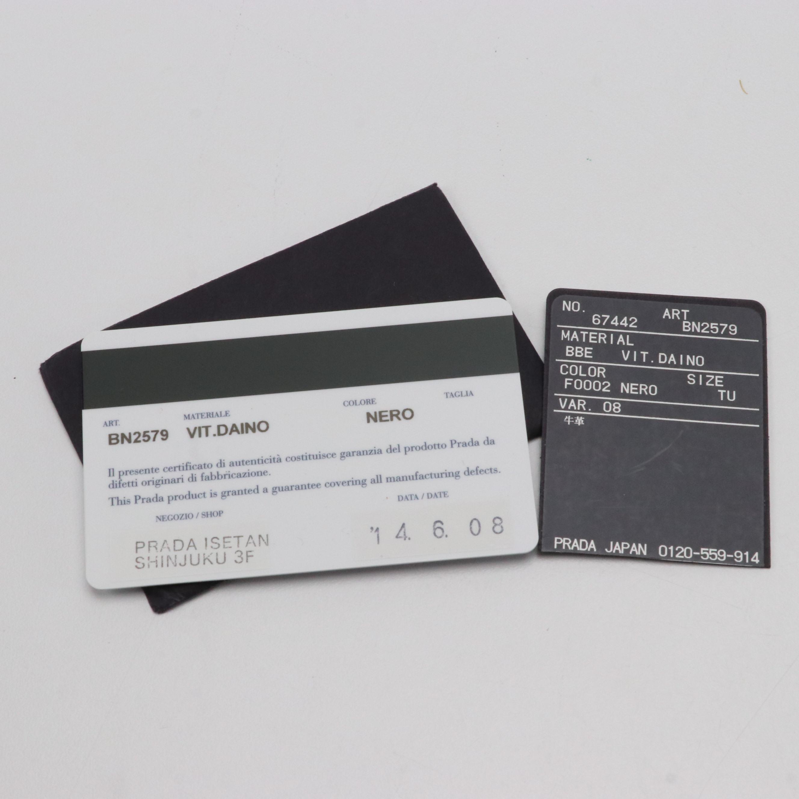 Prada Tote Bag BN2579 in Nero Vitello Daino Leather