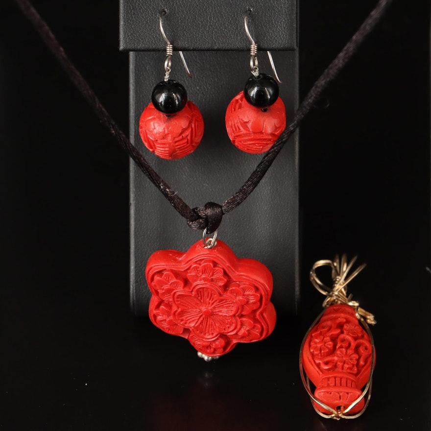 Faux Cinnabar Jewelry with Sterling