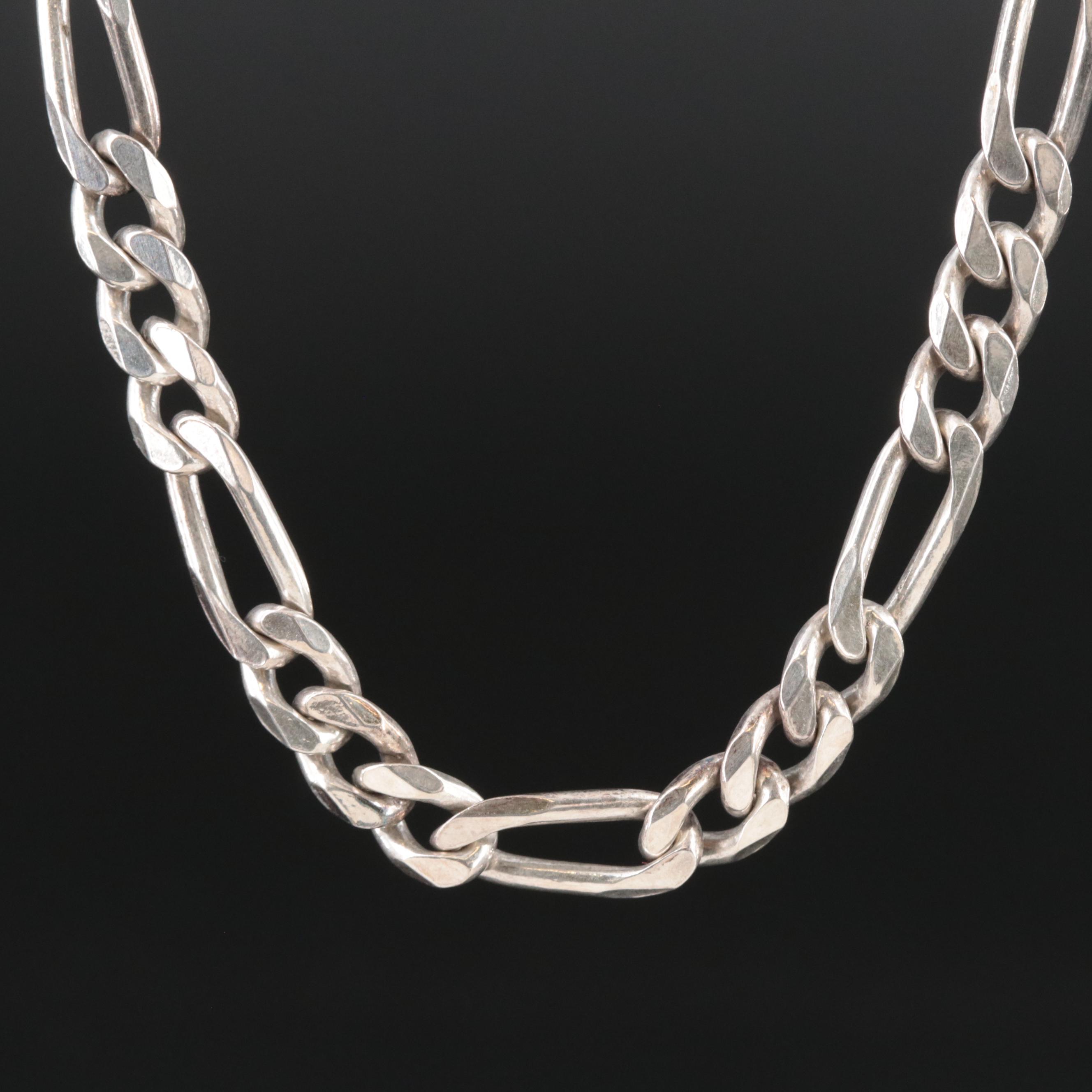 Italian Sterling Figaro Chain Necklace