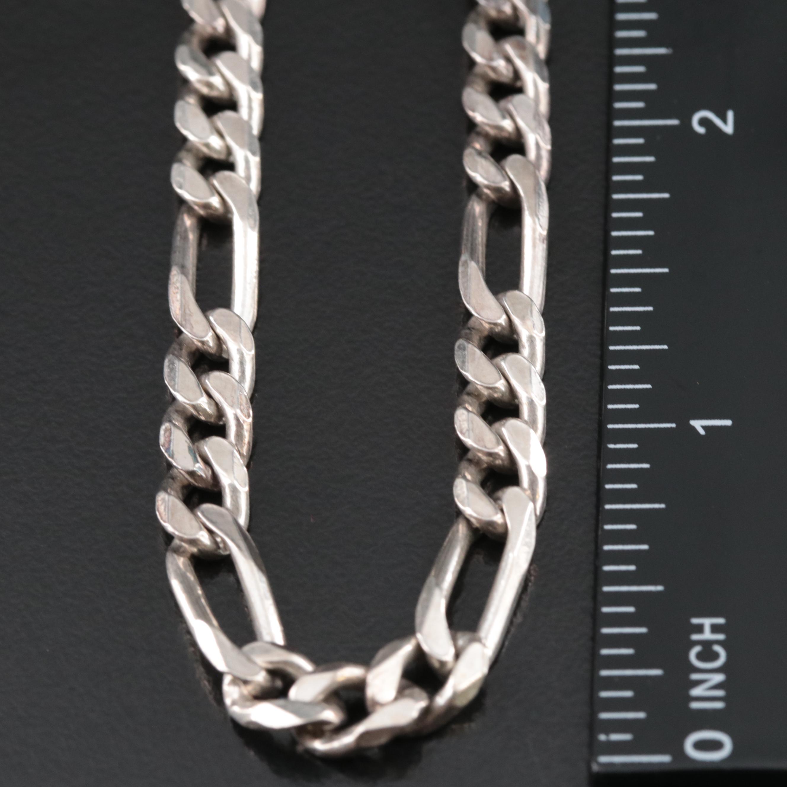 Italian Sterling Figaro Chain Necklace