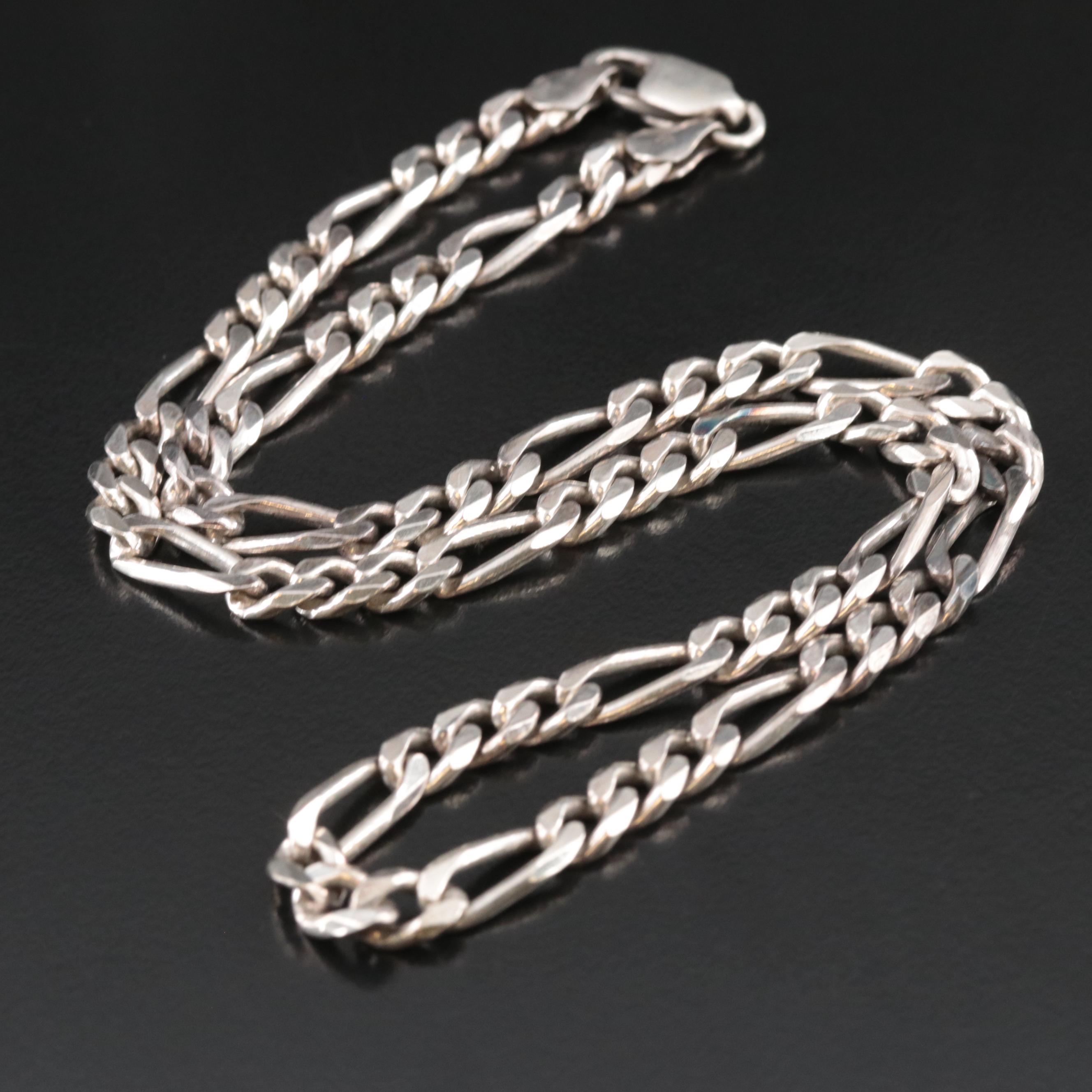 Italian Sterling Figaro Chain Necklace