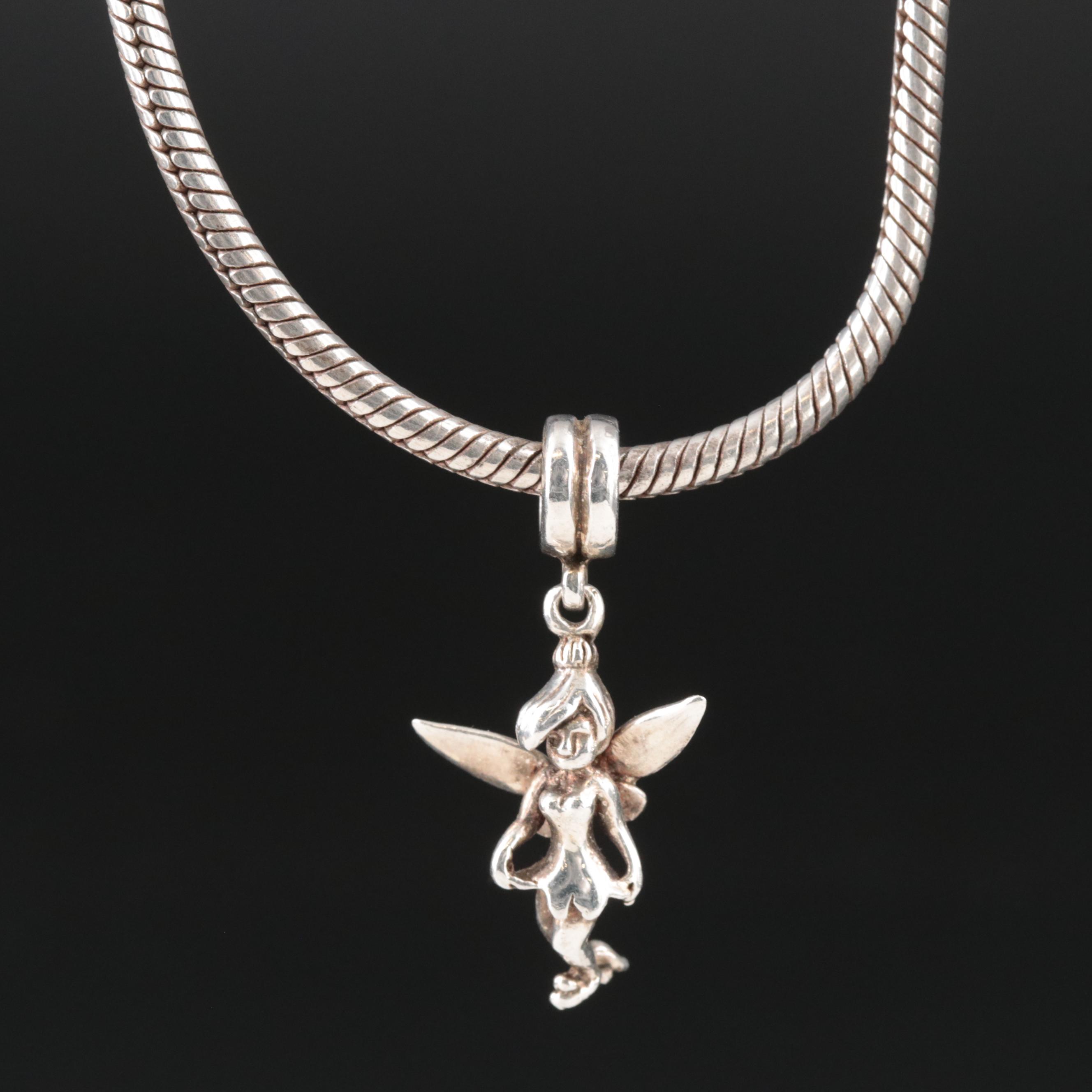 Disney Sterling Tinkerbell Charm Pendant on Chain