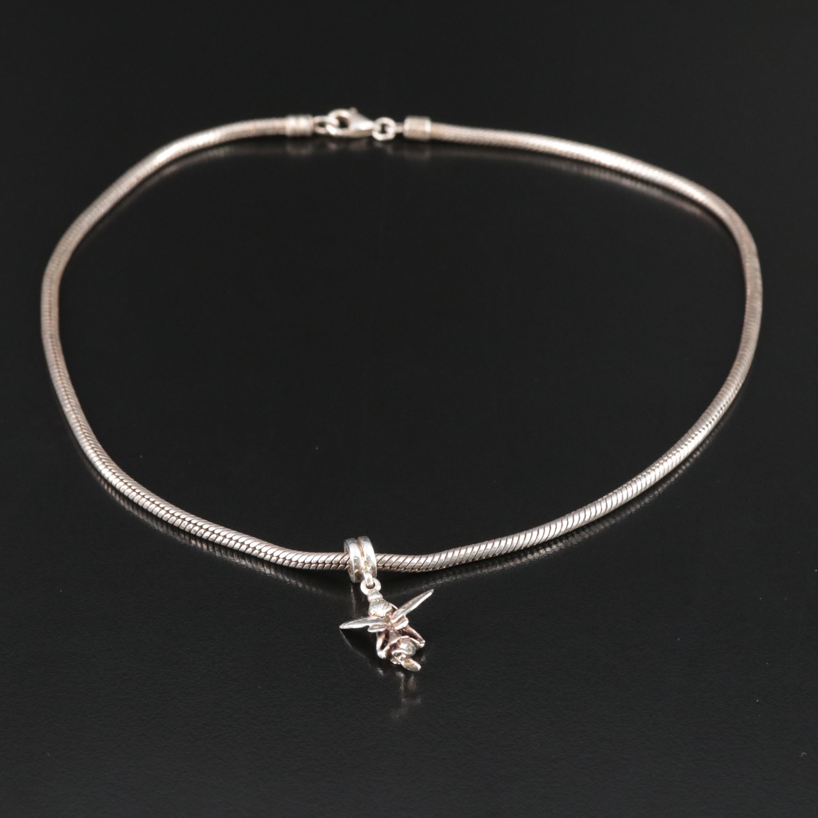 Disney Sterling Tinkerbell Charm Pendant on Chain