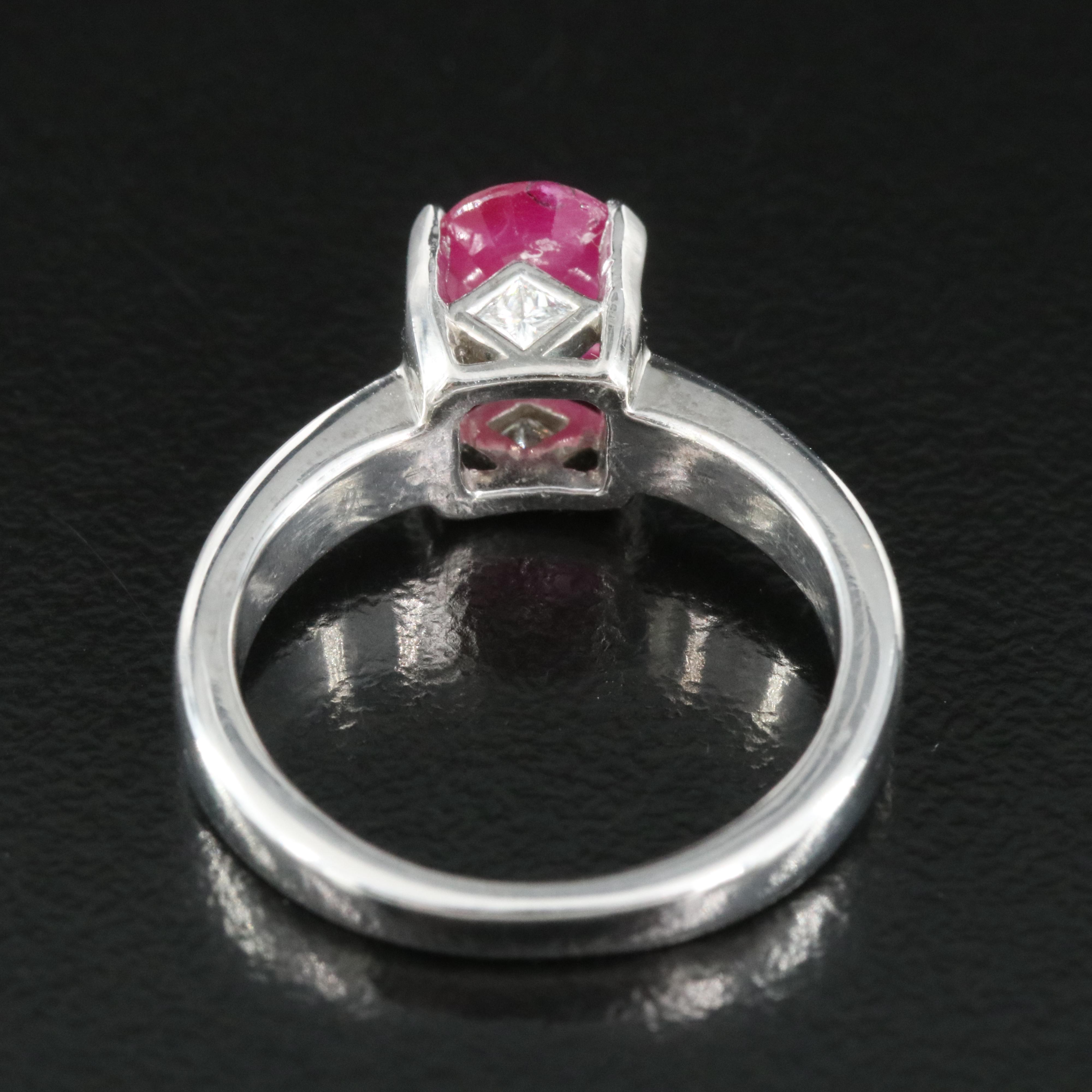 Platinum Ruby Ring with Diamond Accents