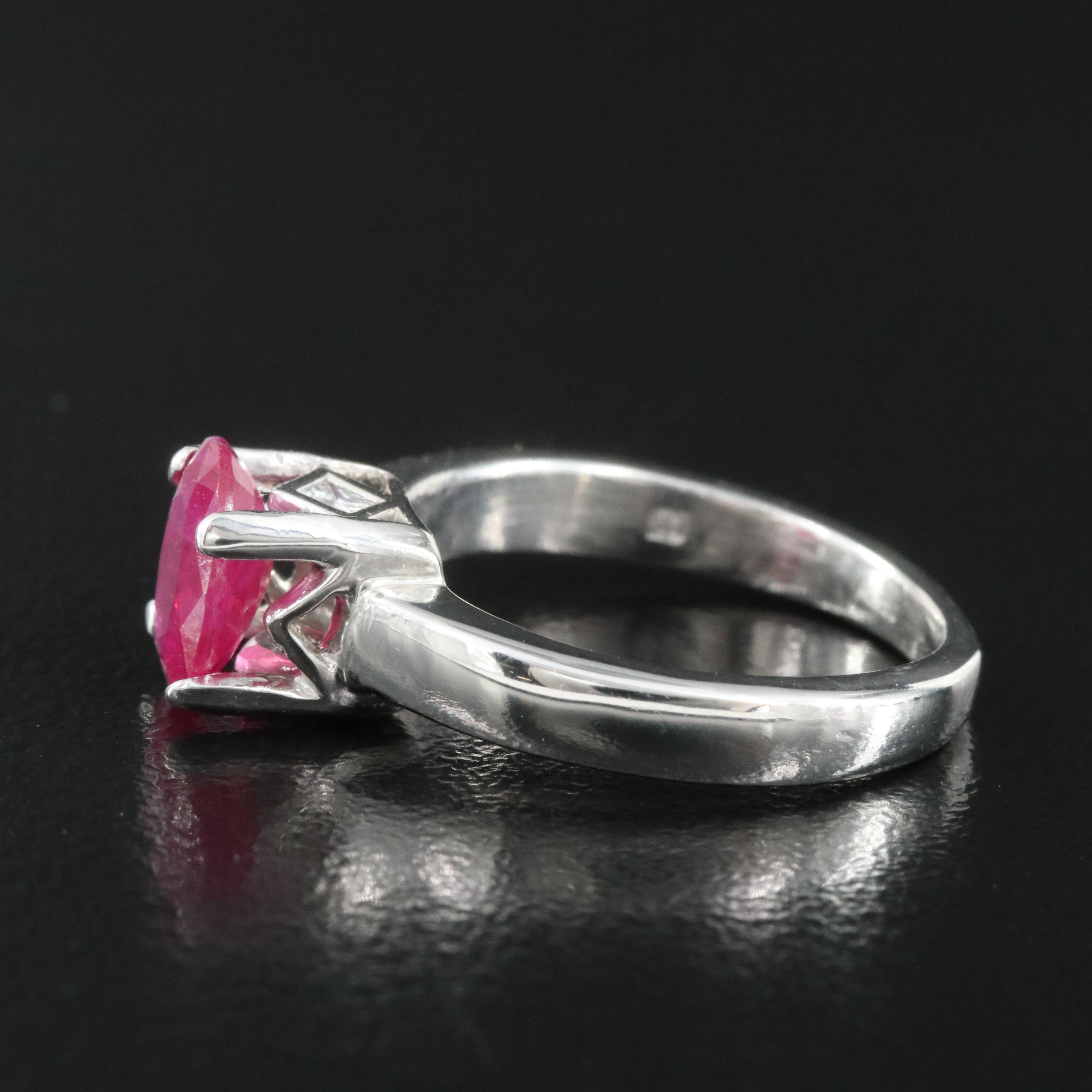 Platinum Ruby Ring with Diamond Accents