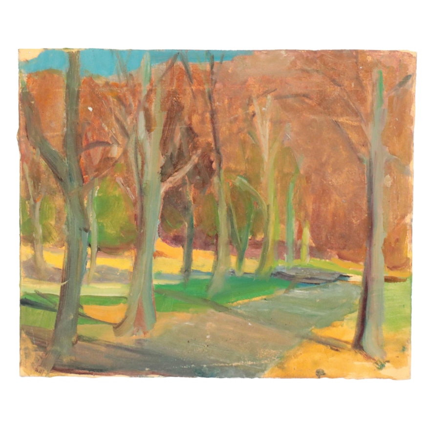 Deborah Kriger Autumnal Landscape Oil Painting, Late 20th Century