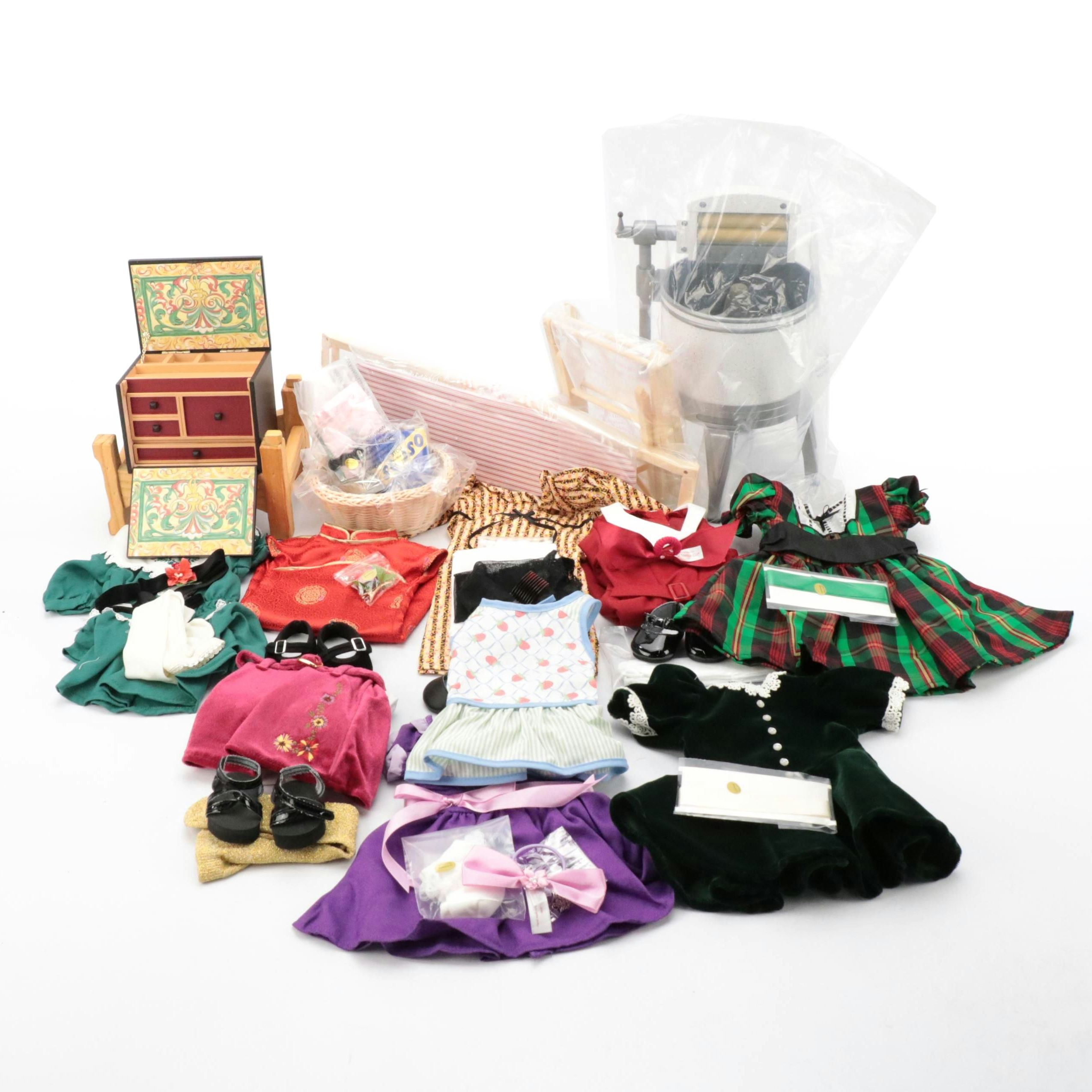 American Girl Doll "Kit's Washday Set," Writing Desk, and Holiday Outfits