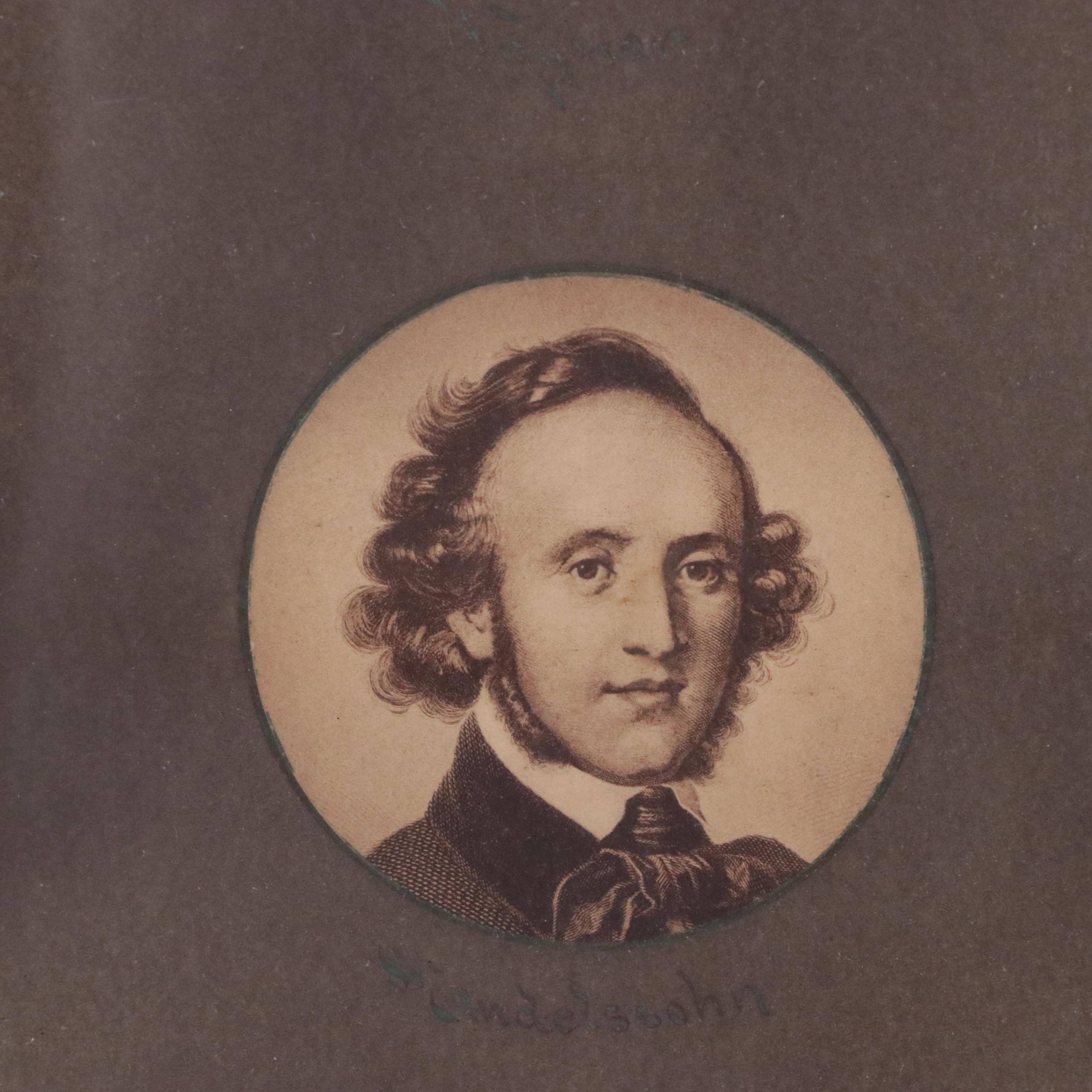 Engraved Portrait Panel Featuring Bach, Beethoven, Schubert and Others