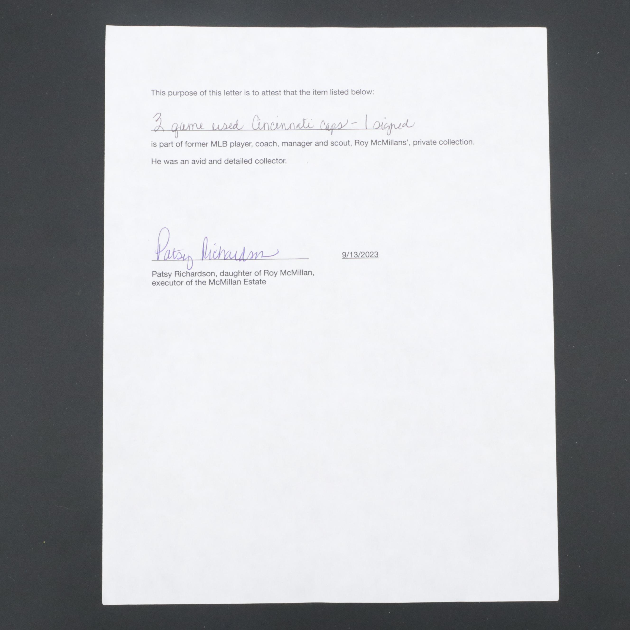 Roy McMillan Player-Issued Cincinnati Reds Sports Specialties Hat and More