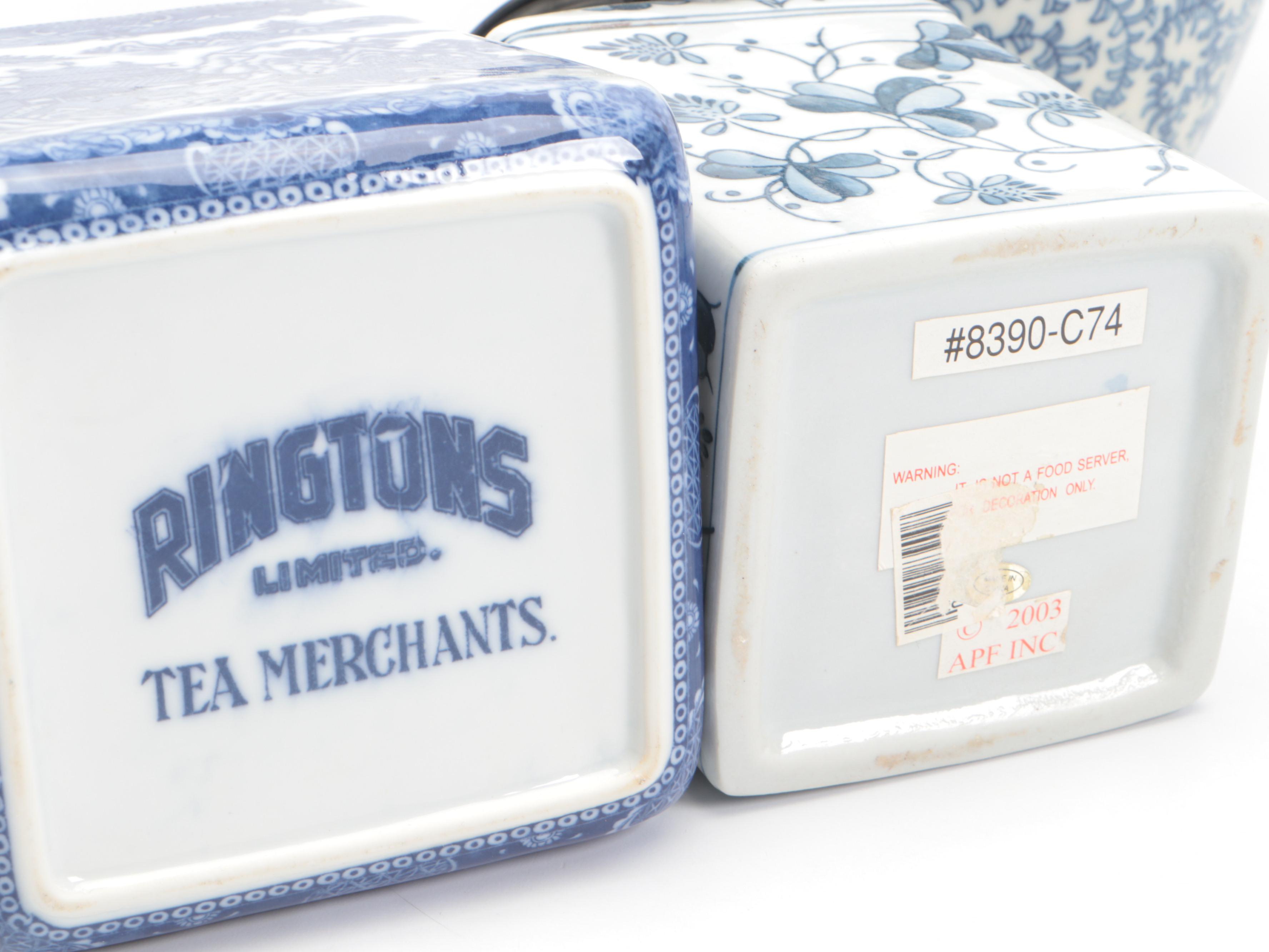 Ringtons Limited Tea Merchants and More Blue and White Ceramic Lidded
